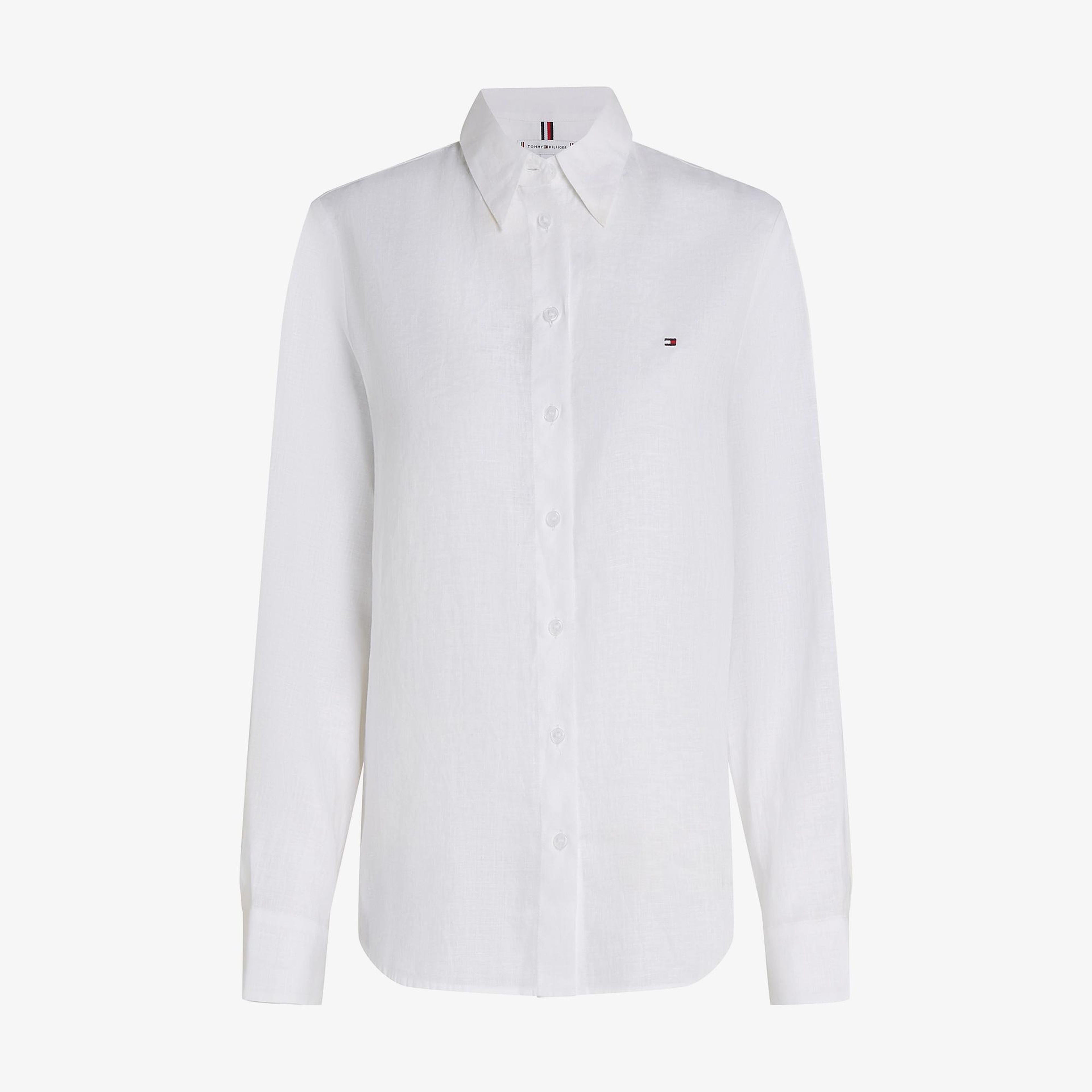 Tommy Hilfiger Essential Linen Kadın Beyaz Gömlek