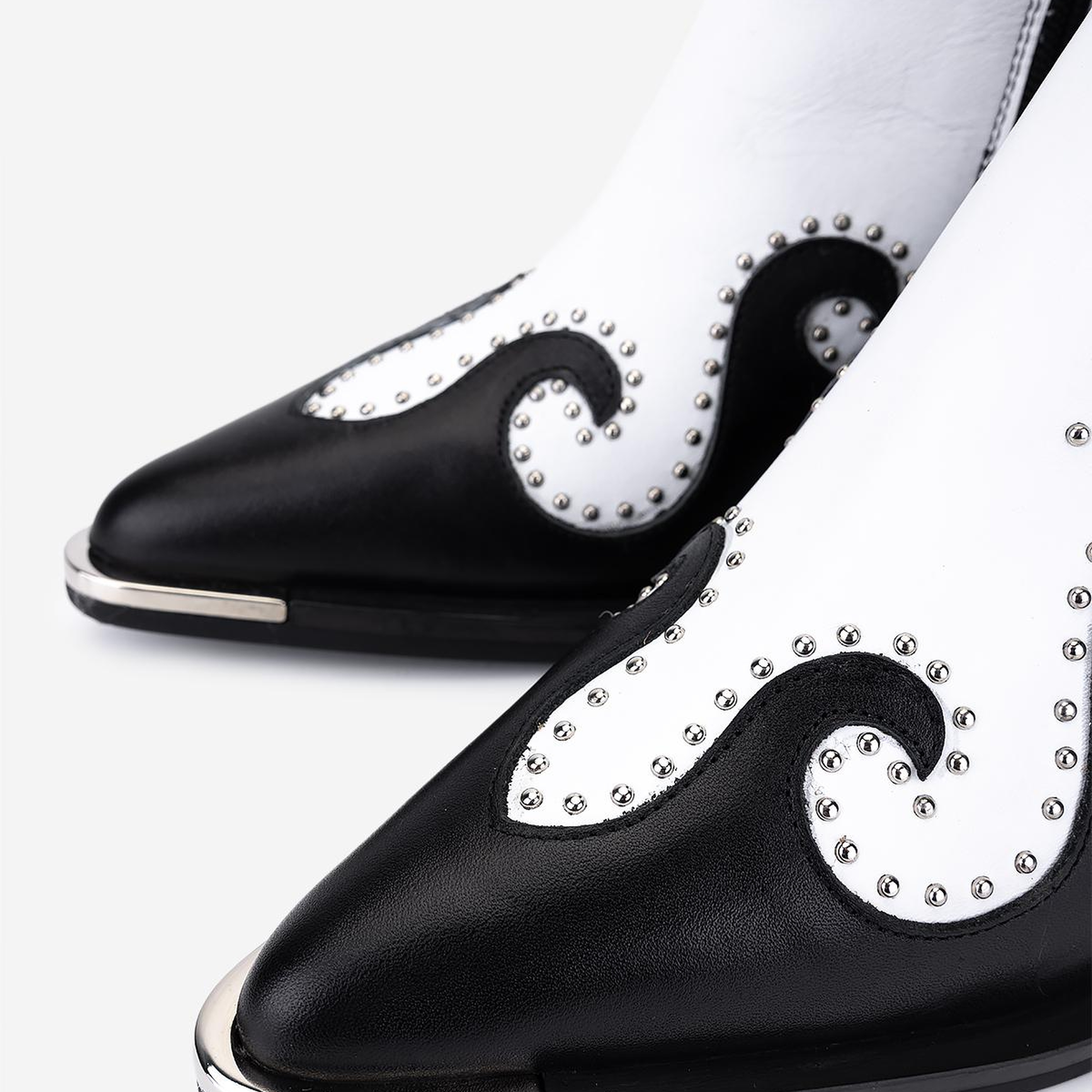 Valmenti Kadın Hakiki Deri Siyah/Beyaz Western Bot