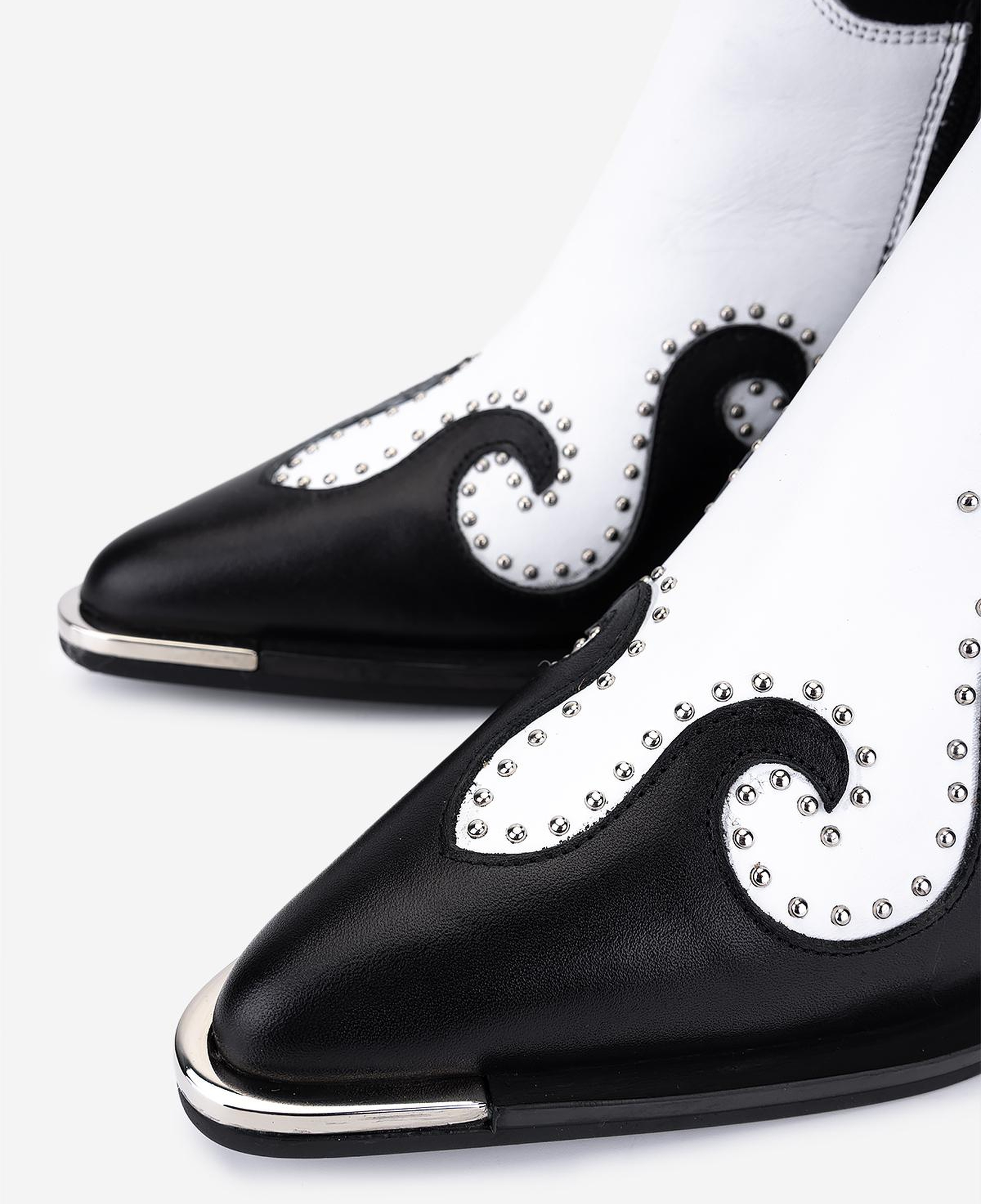 Valmenti Kadın Hakiki Deri Siyah/Beyaz Western Bot