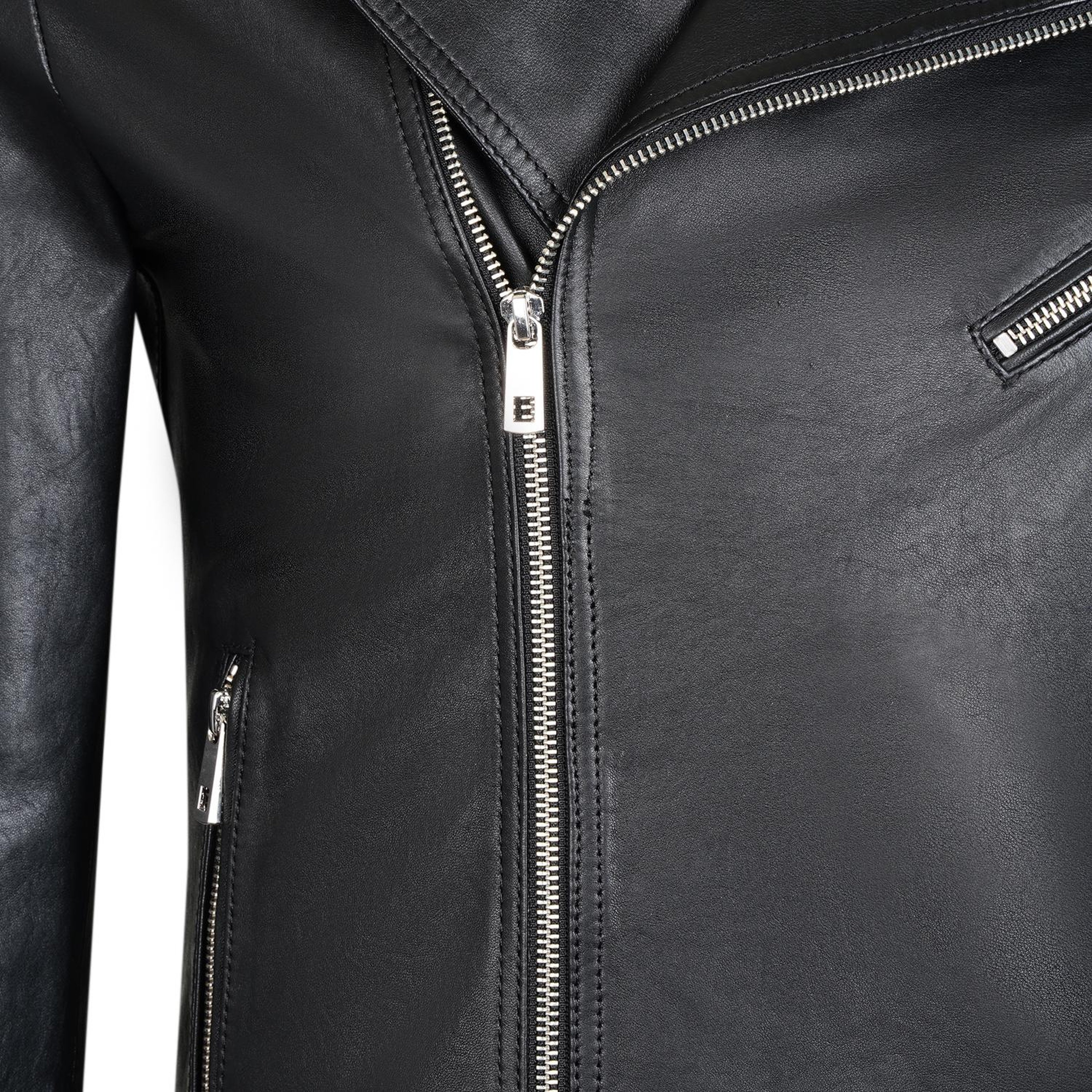 Santo Siyah Erkek Deri Biker Ceket
