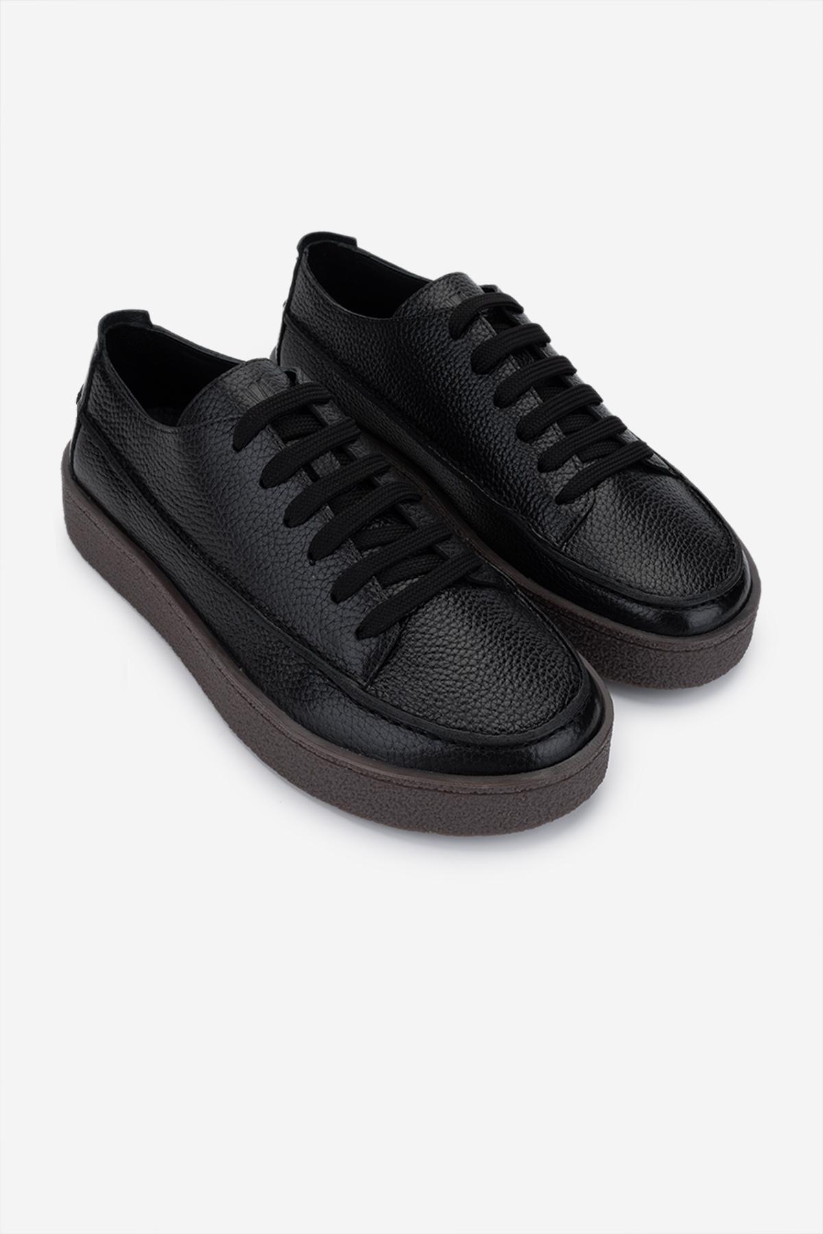 Valmenti Erkek Hakiki Deri Siyah Sneakers & Spor Ayakkabı