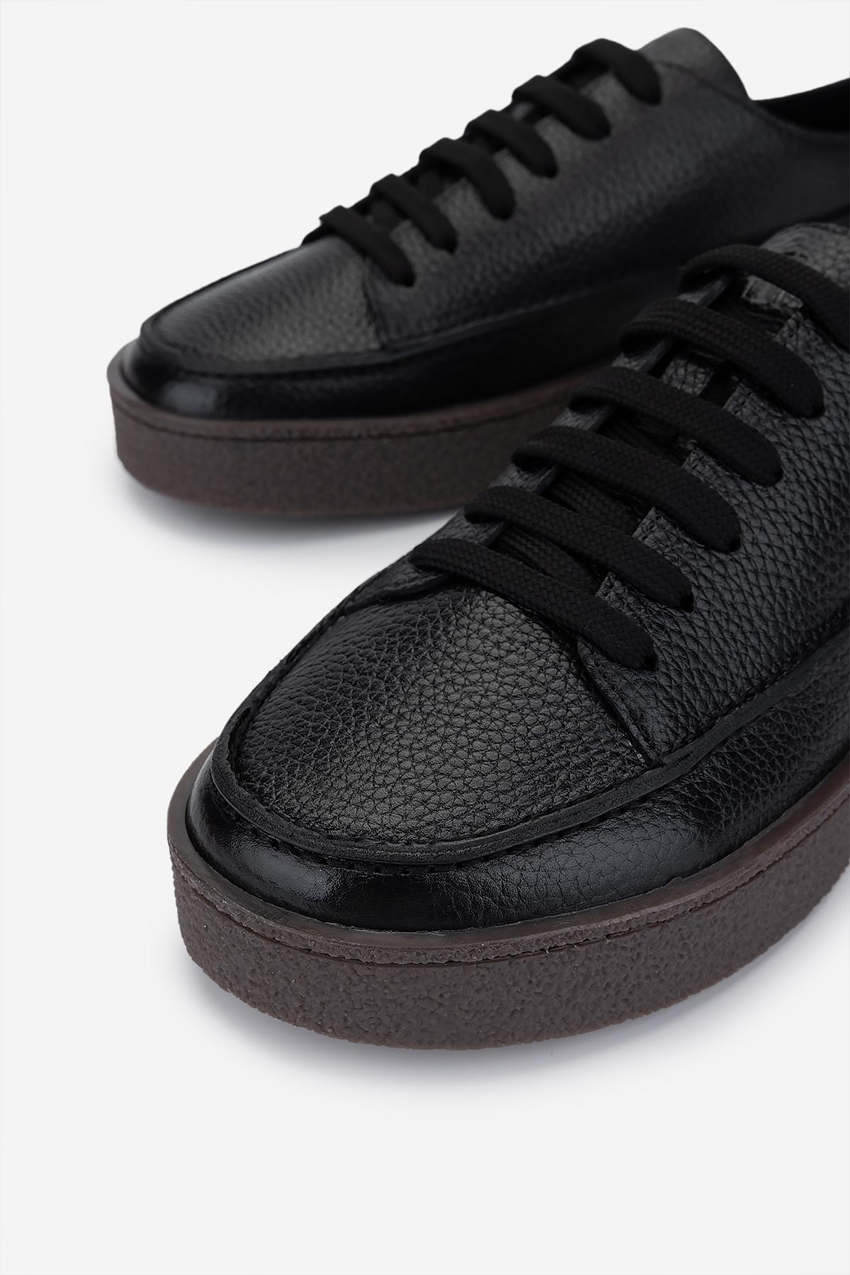 Valmenti Erkek Hakiki Deri Siyah Sneakers & Spor Ayakkabı