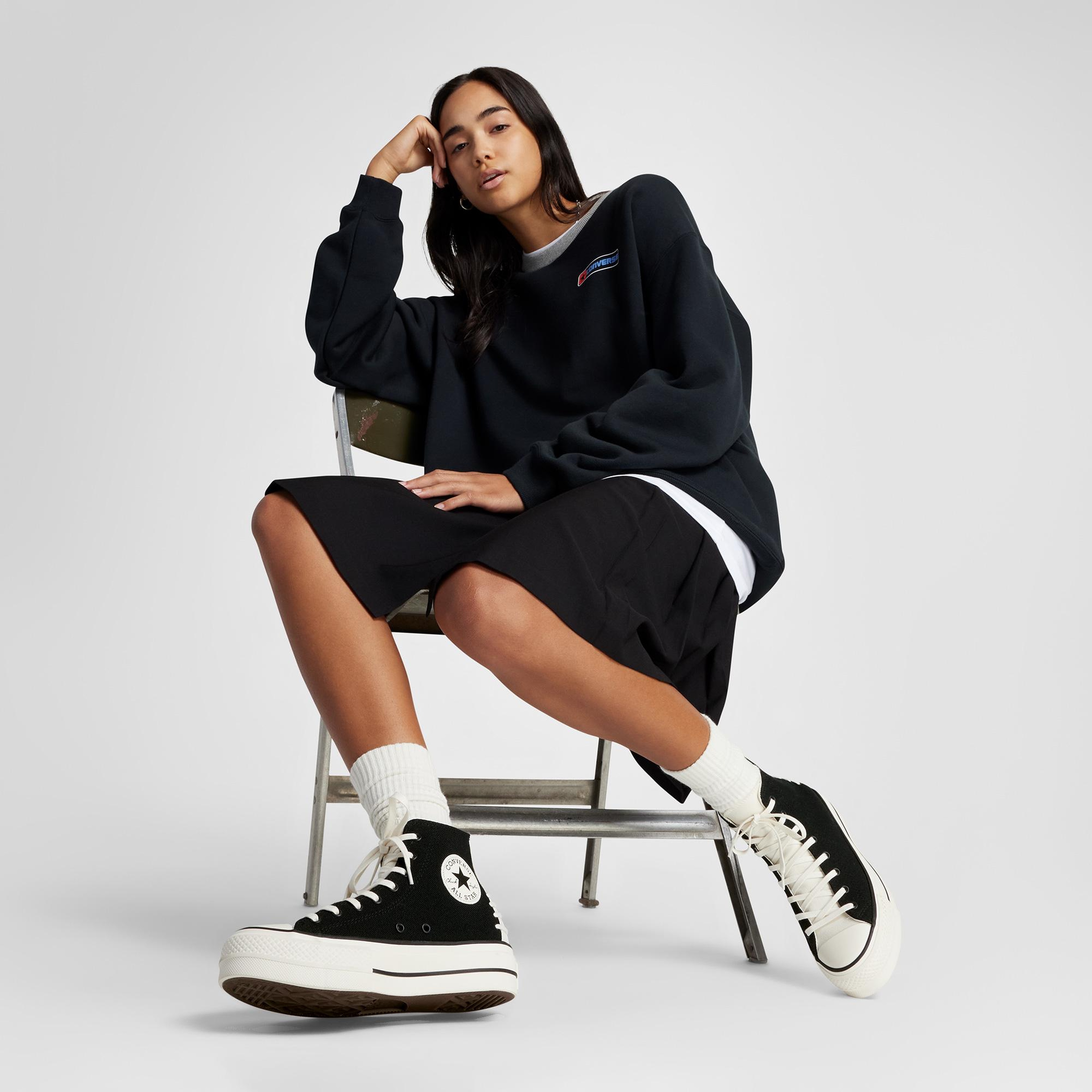 Converse Chuck Taylor All Star Crafted Laces Lift Kadın Siyah Platform Sneaker