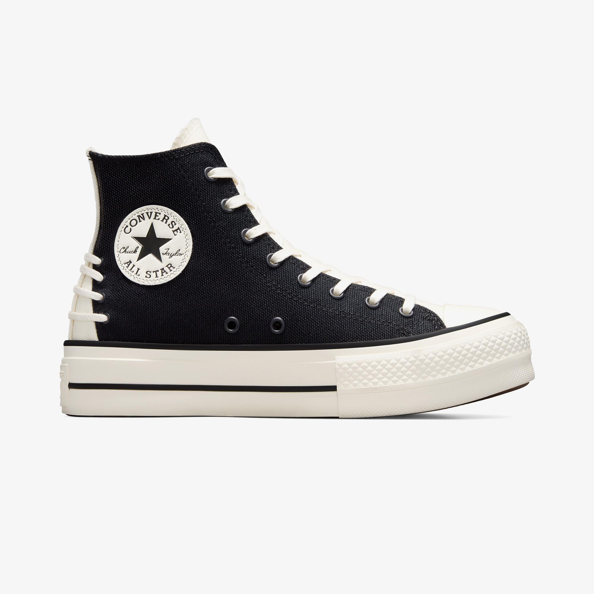 Converse Chuck Taylor All Star Crafted Laces Lift Kadın Siyah Platform Sneaker