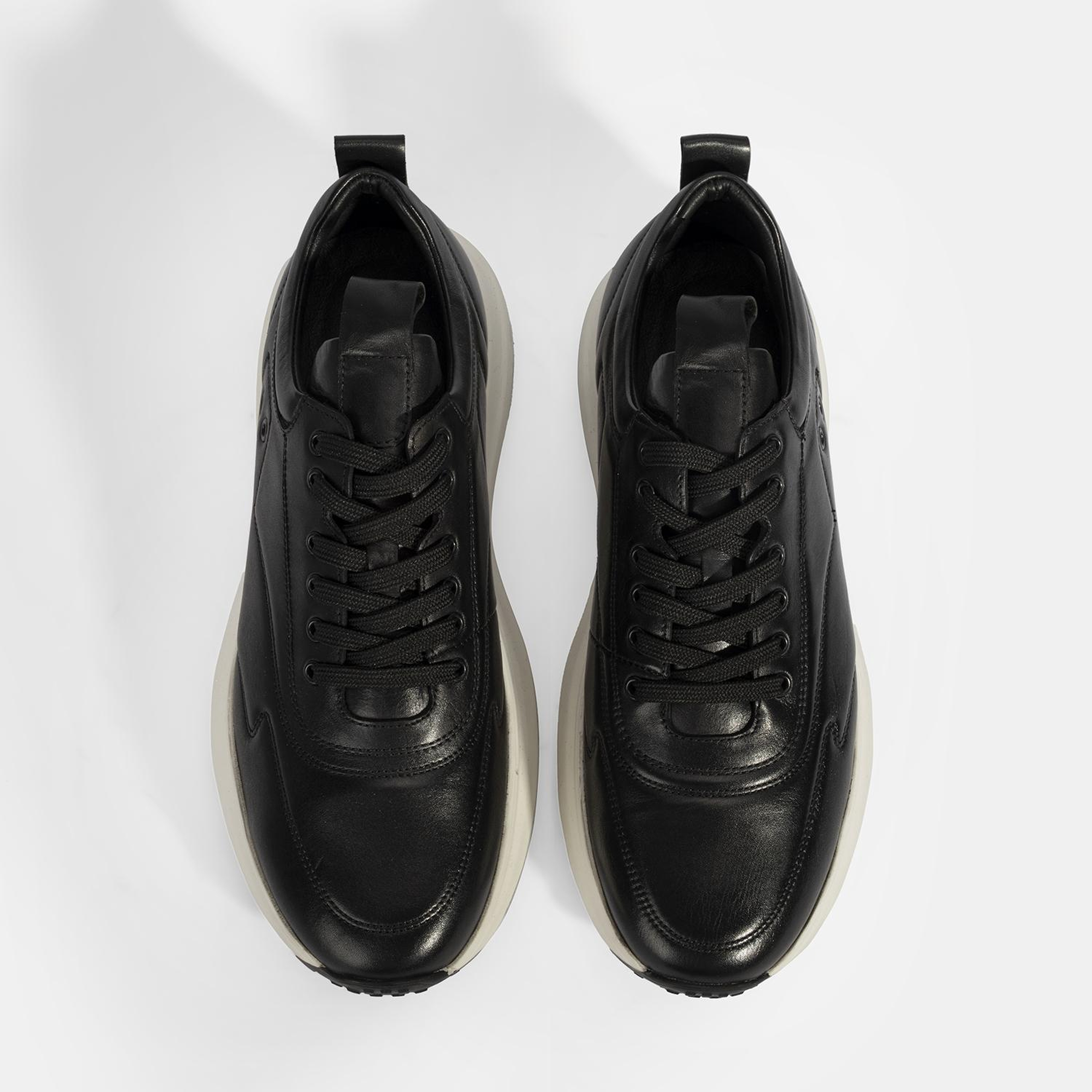 Erkek Siyah Bağcıklı Deri Spor Ayakkabı