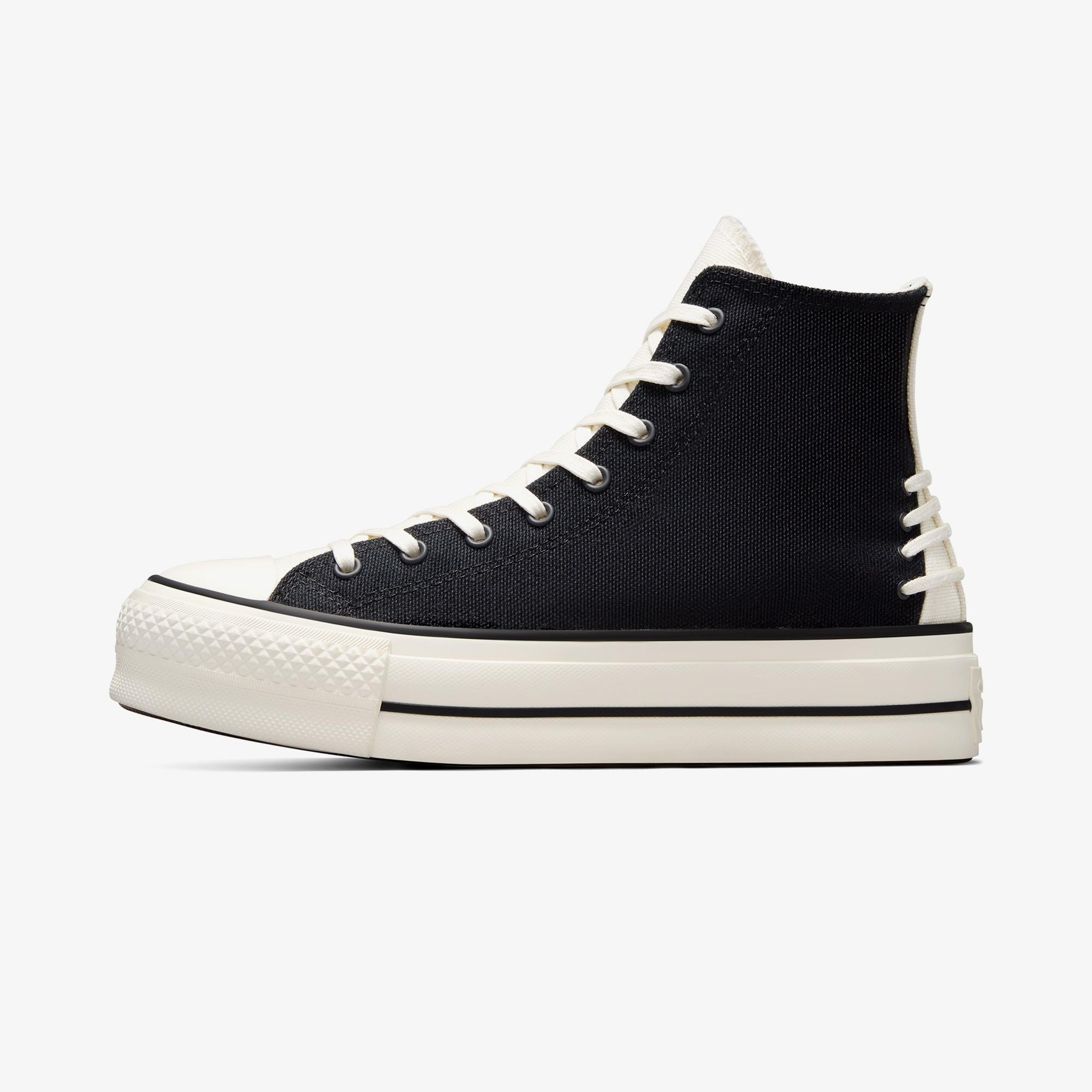 Converse Chuck Taylor All Star Crafted Laces Lift Kadın Siyah Platform Sneaker