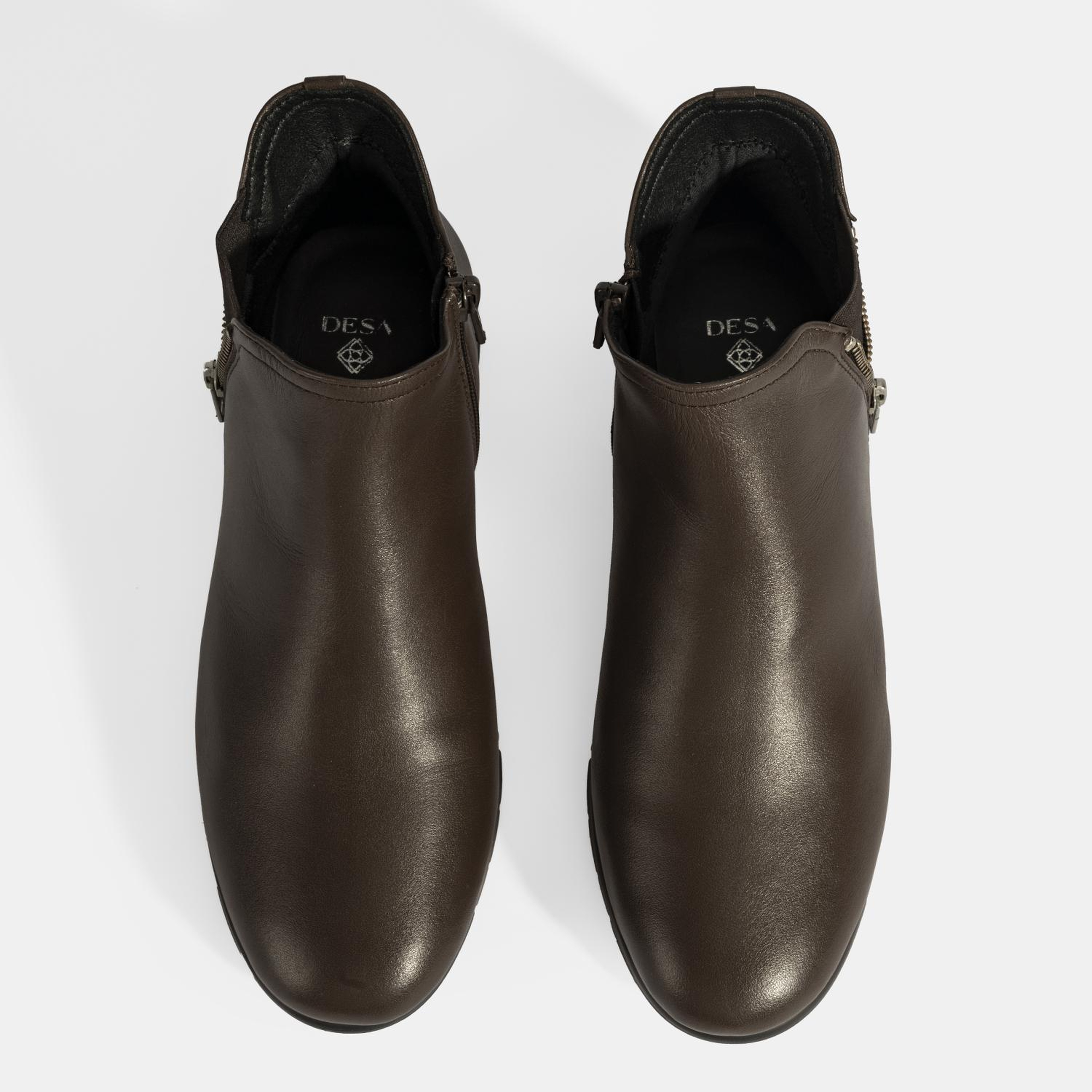 Kadın Kahve Fermuarlı DesaComfort Deri Bot