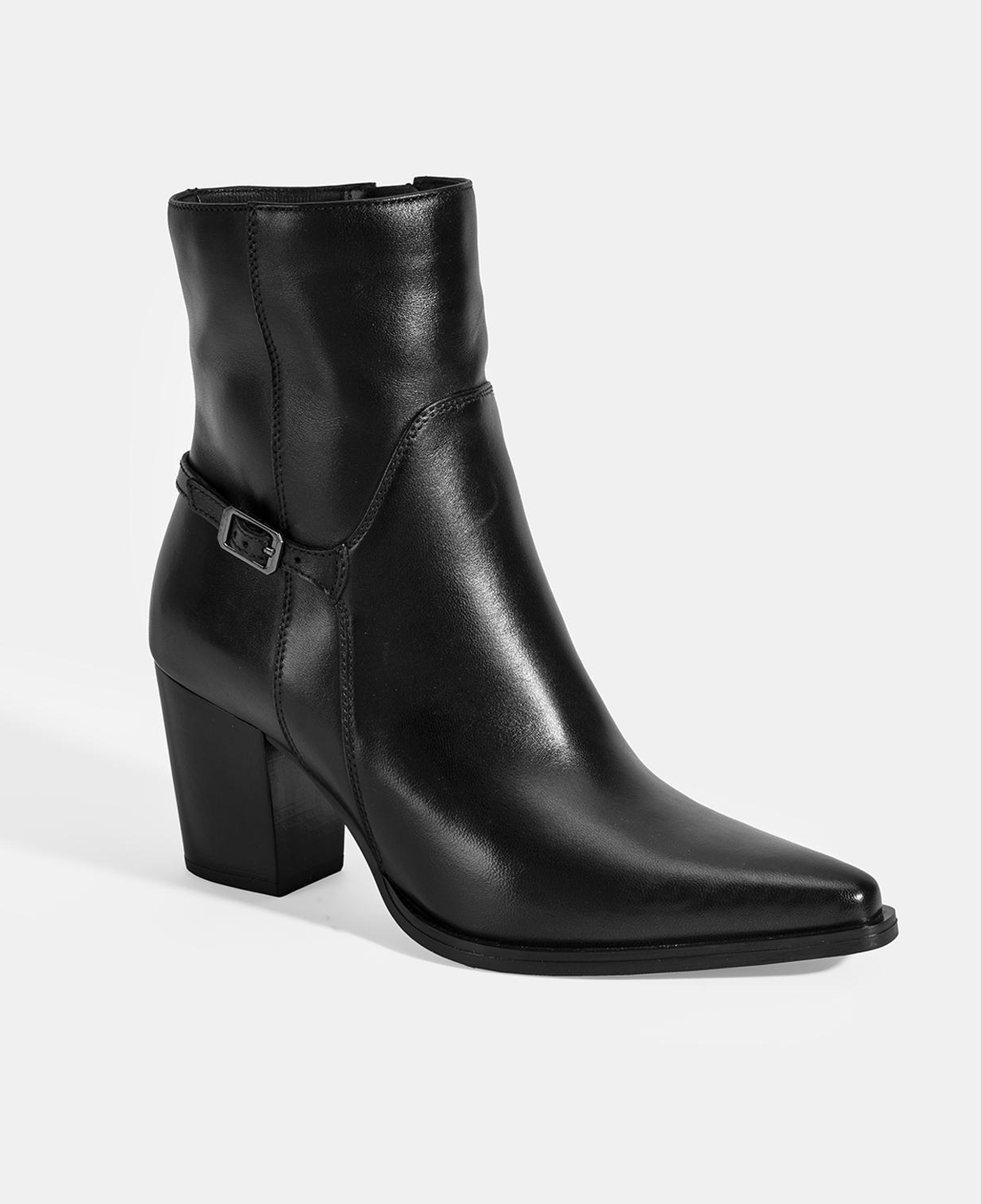 Kadın Kalın Topuklu Deri Bot