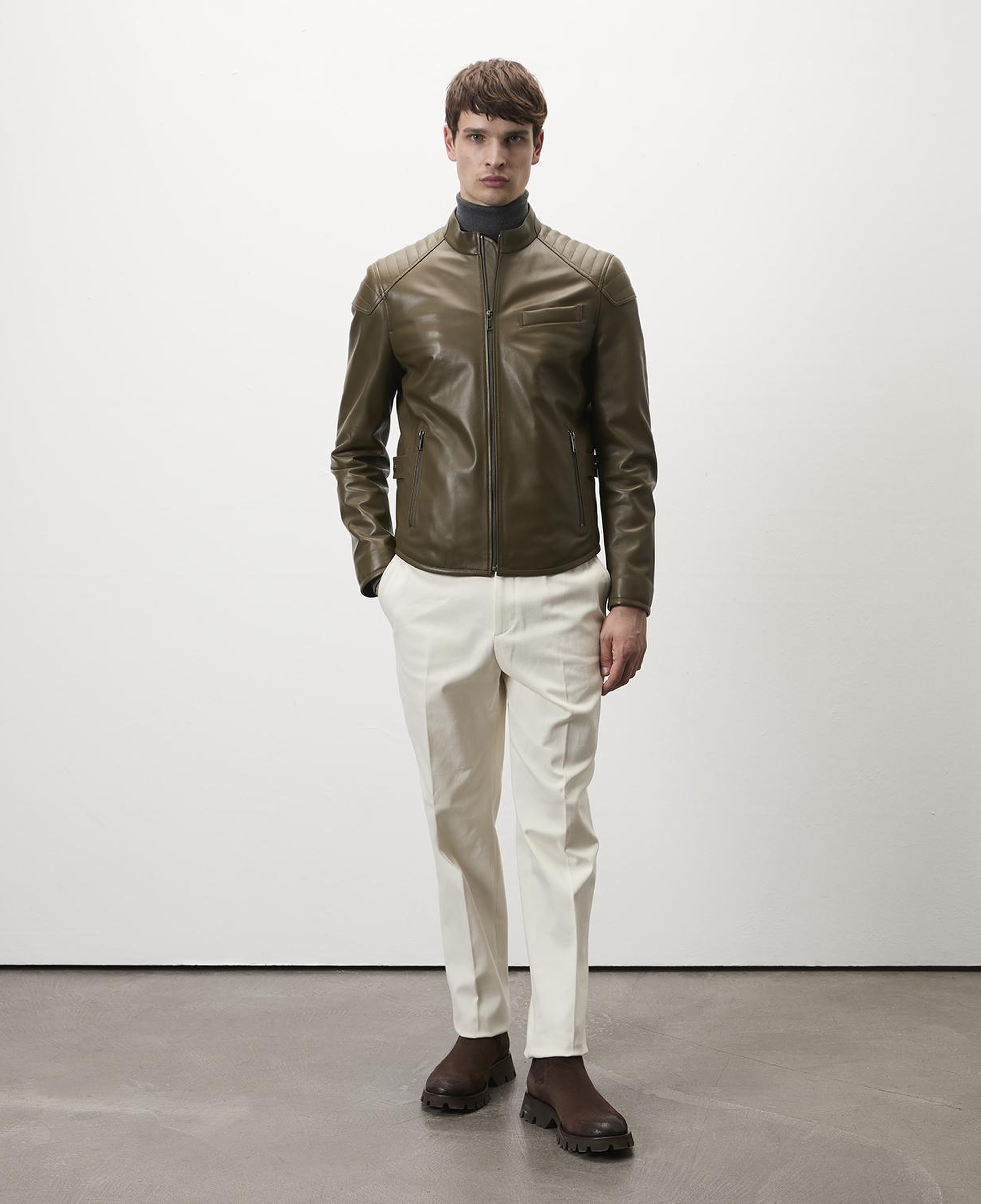 Dugan Yeşil Erkek Deri Mont