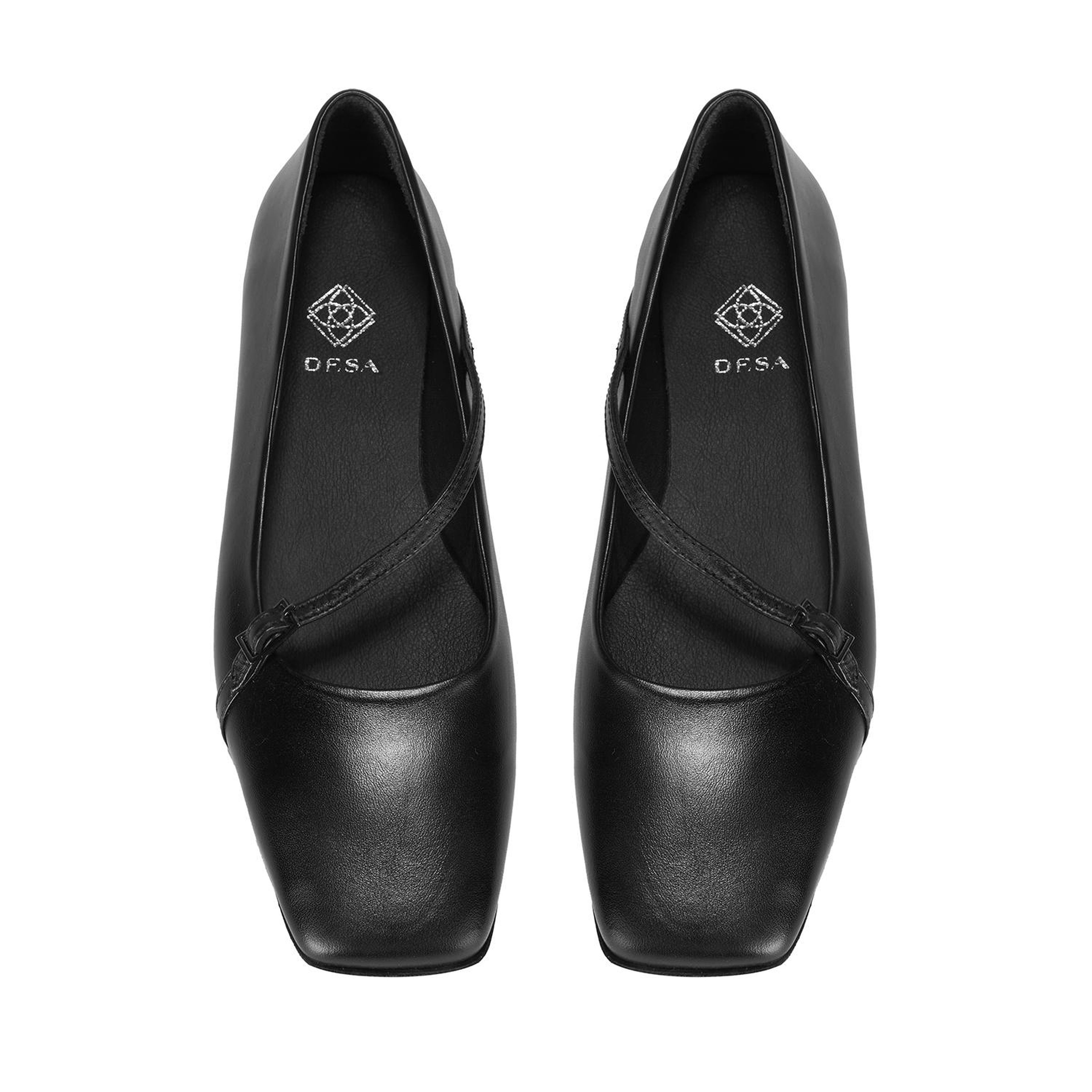 Kadın Siyah Ayarlanabilir Tokalı Deri Babet