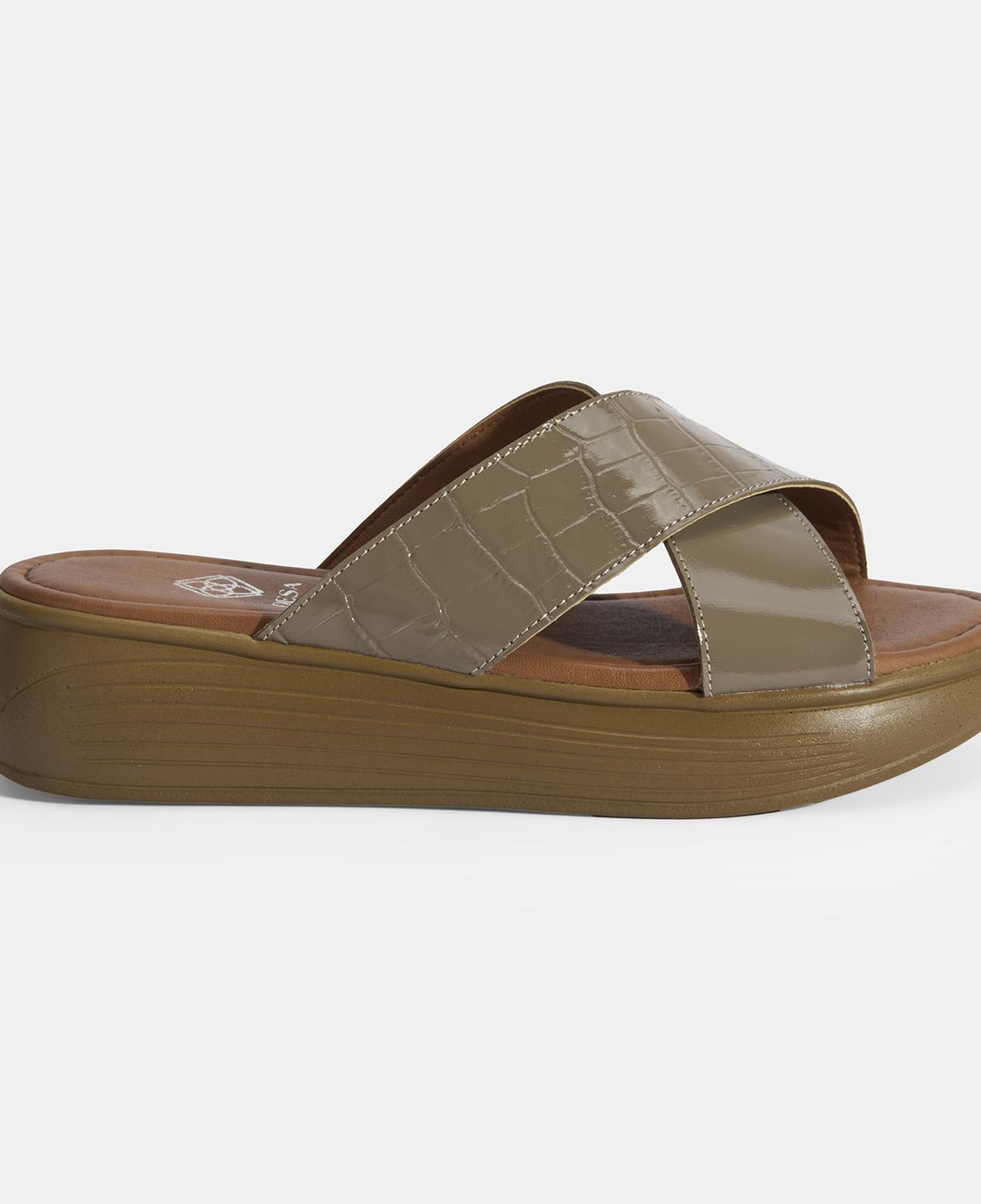 Kadın Vizon Dolgu Topuklu Deri Terlik