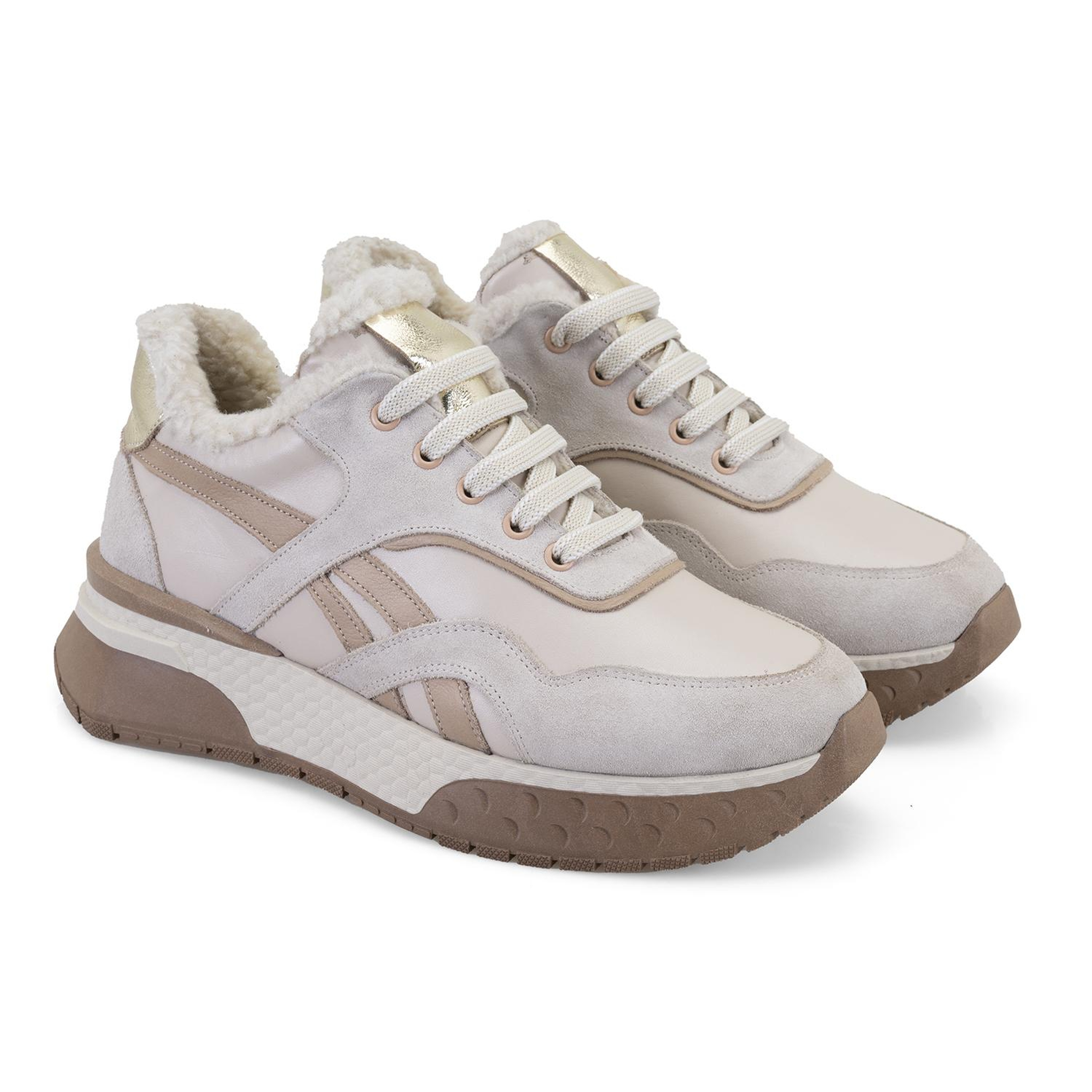 Kadın Bej Süet Deri Spor Ayakkabı