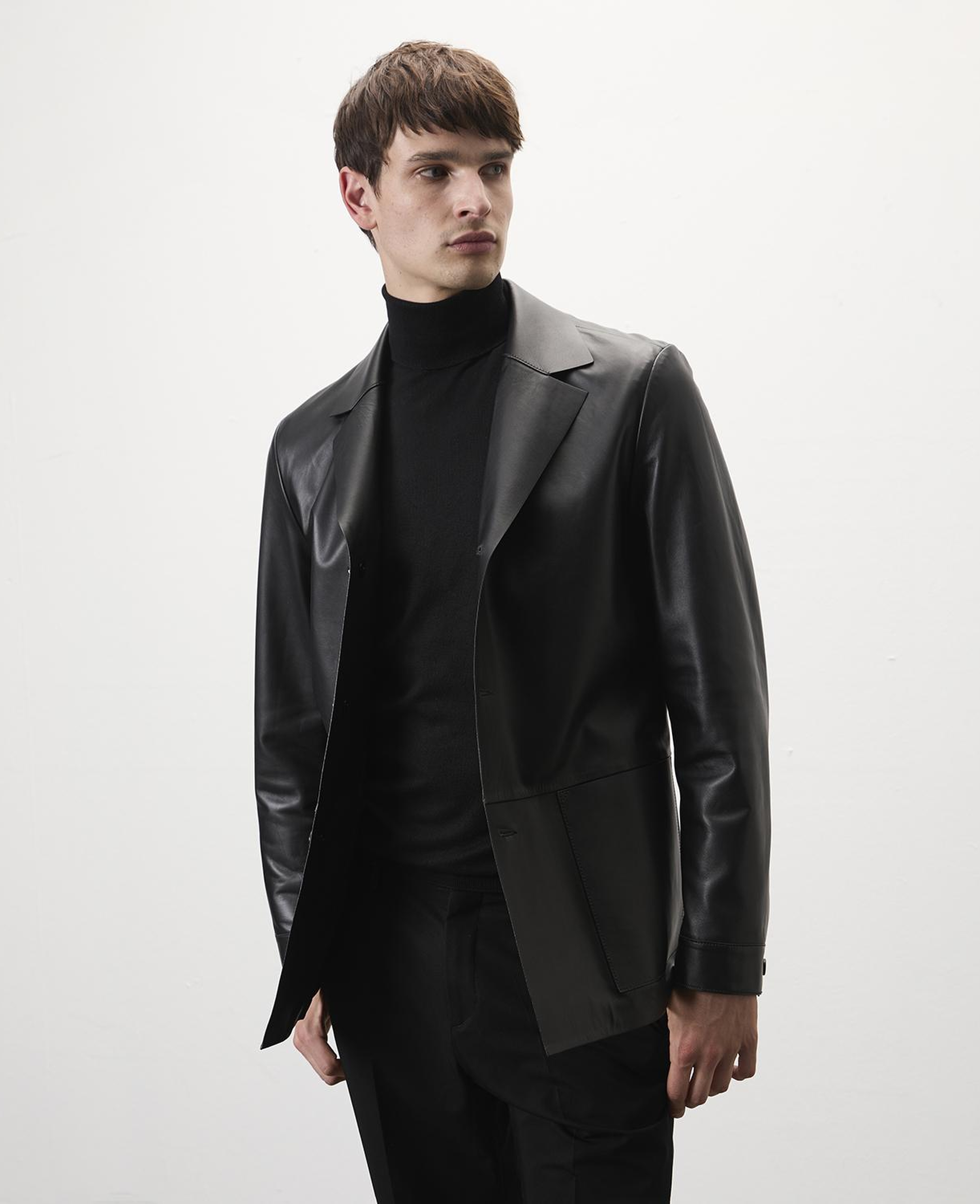 Auburn Siyah Erkek Deri Blazer Ceket