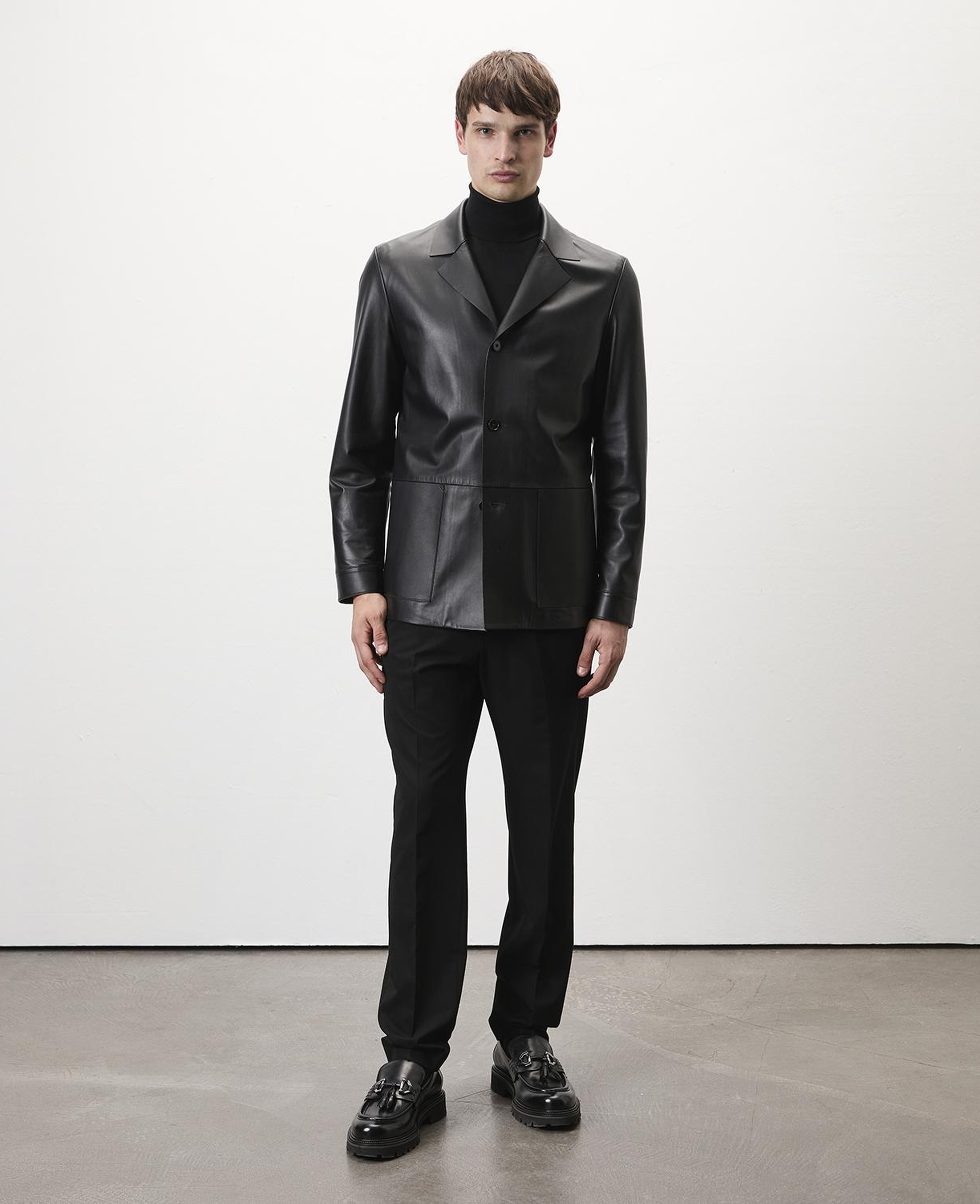 Auburn Siyah Erkek Deri Blazer Ceket