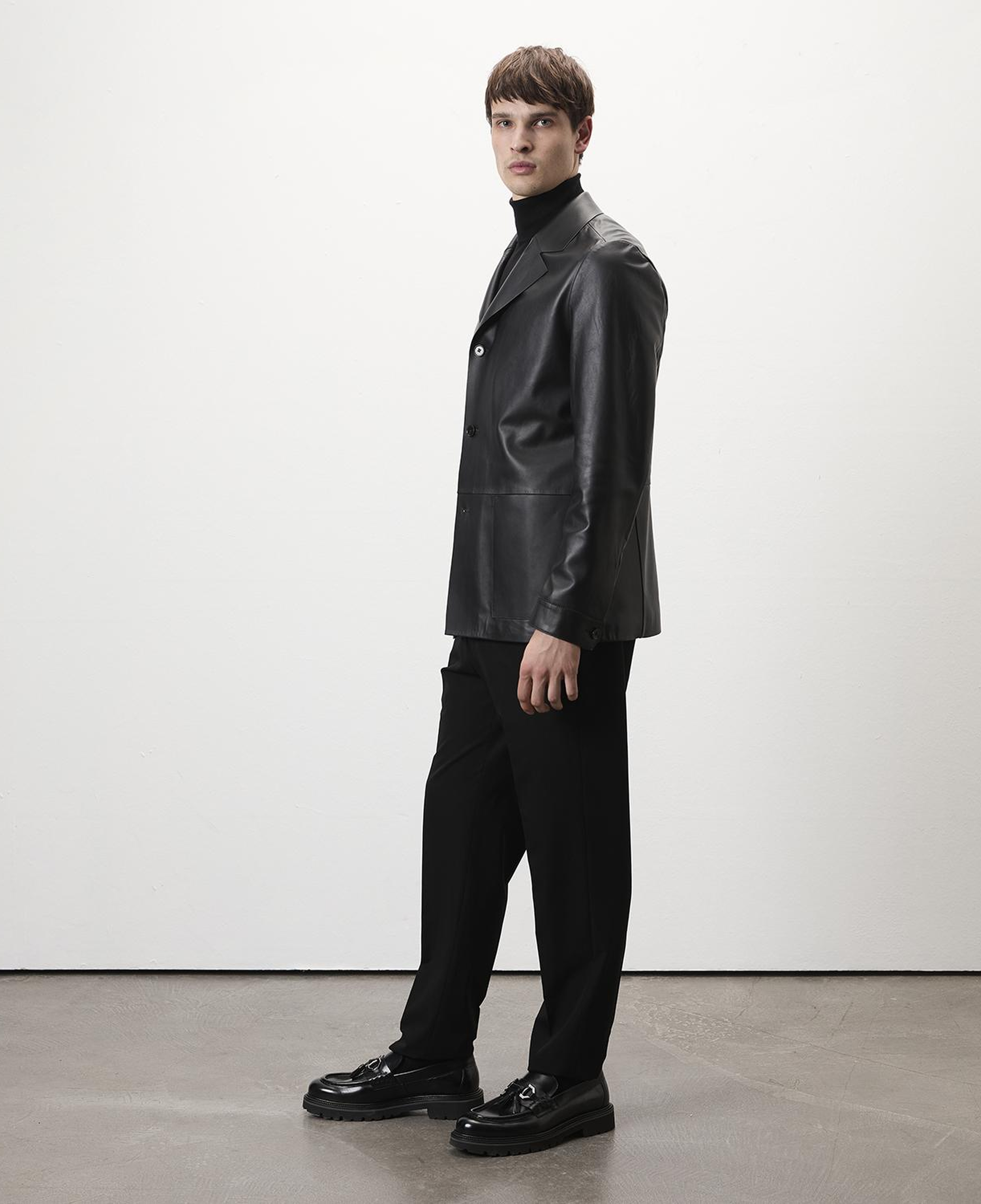 Auburn Siyah Erkek Deri Blazer Ceket