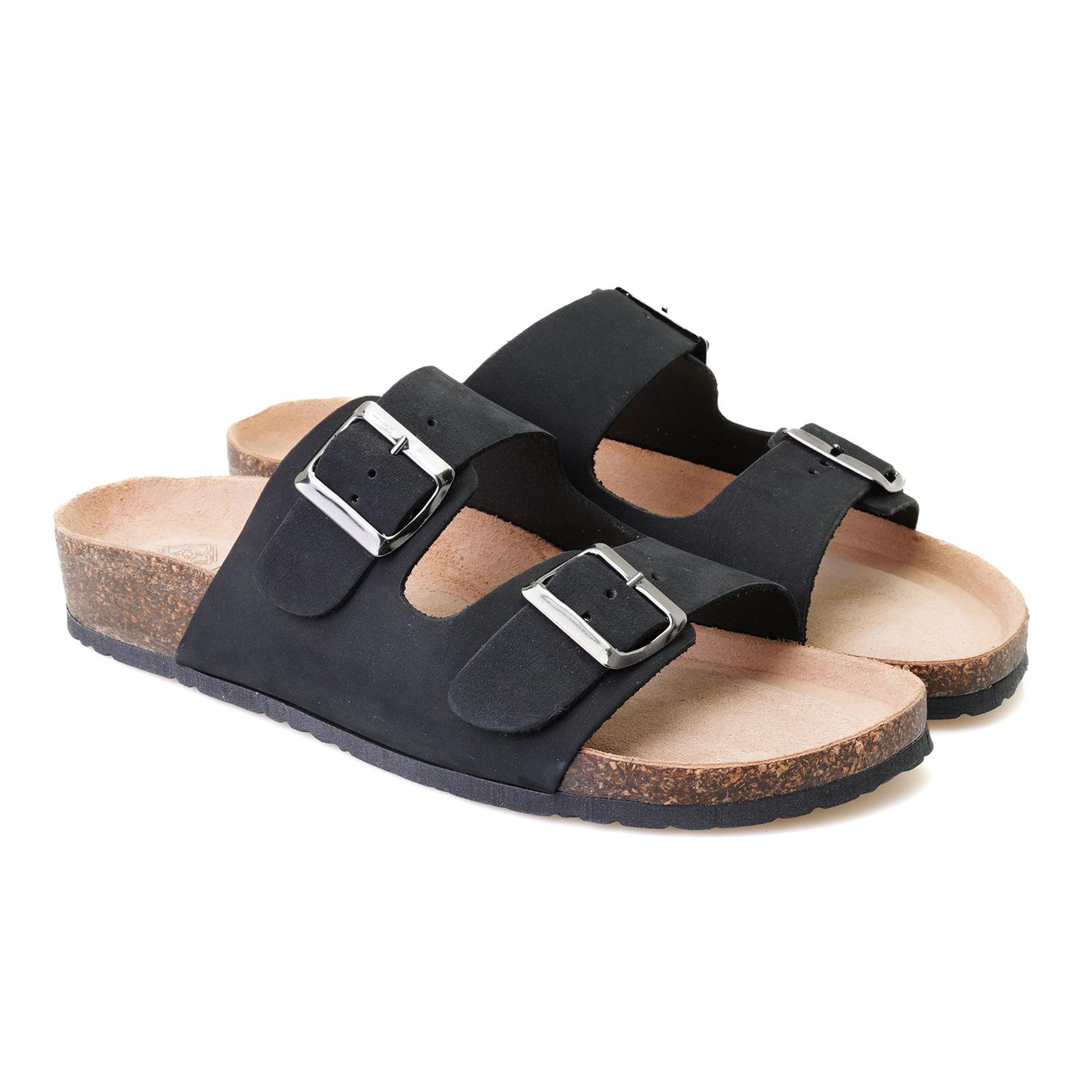 Karina Siyah Erkek Ayarlanabilir Tokalı Nubuk Deri Terlik