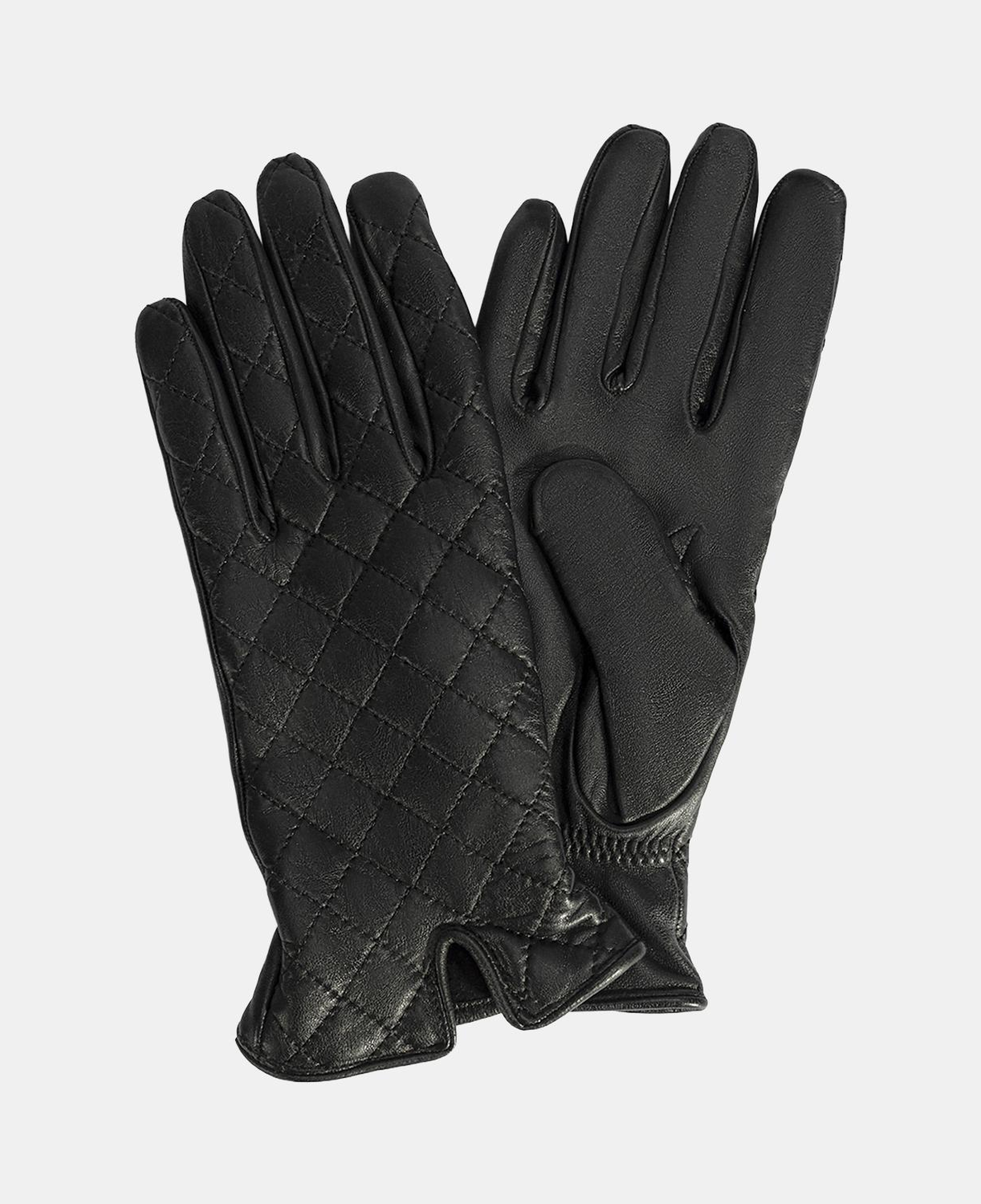 Siyah Kadın Kapitone Deri Eldiven