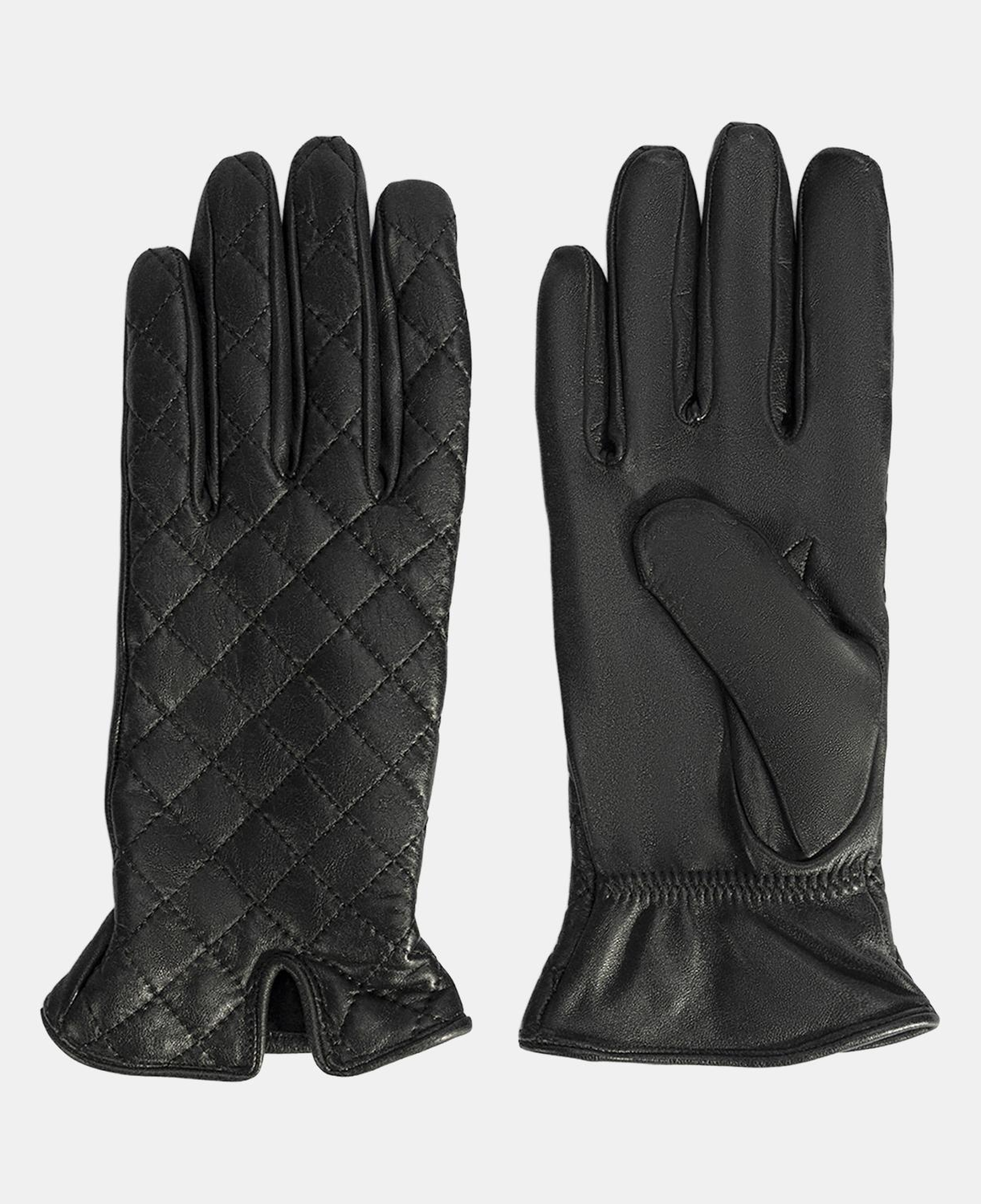 Siyah Kadın Kapitone Deri Eldiven