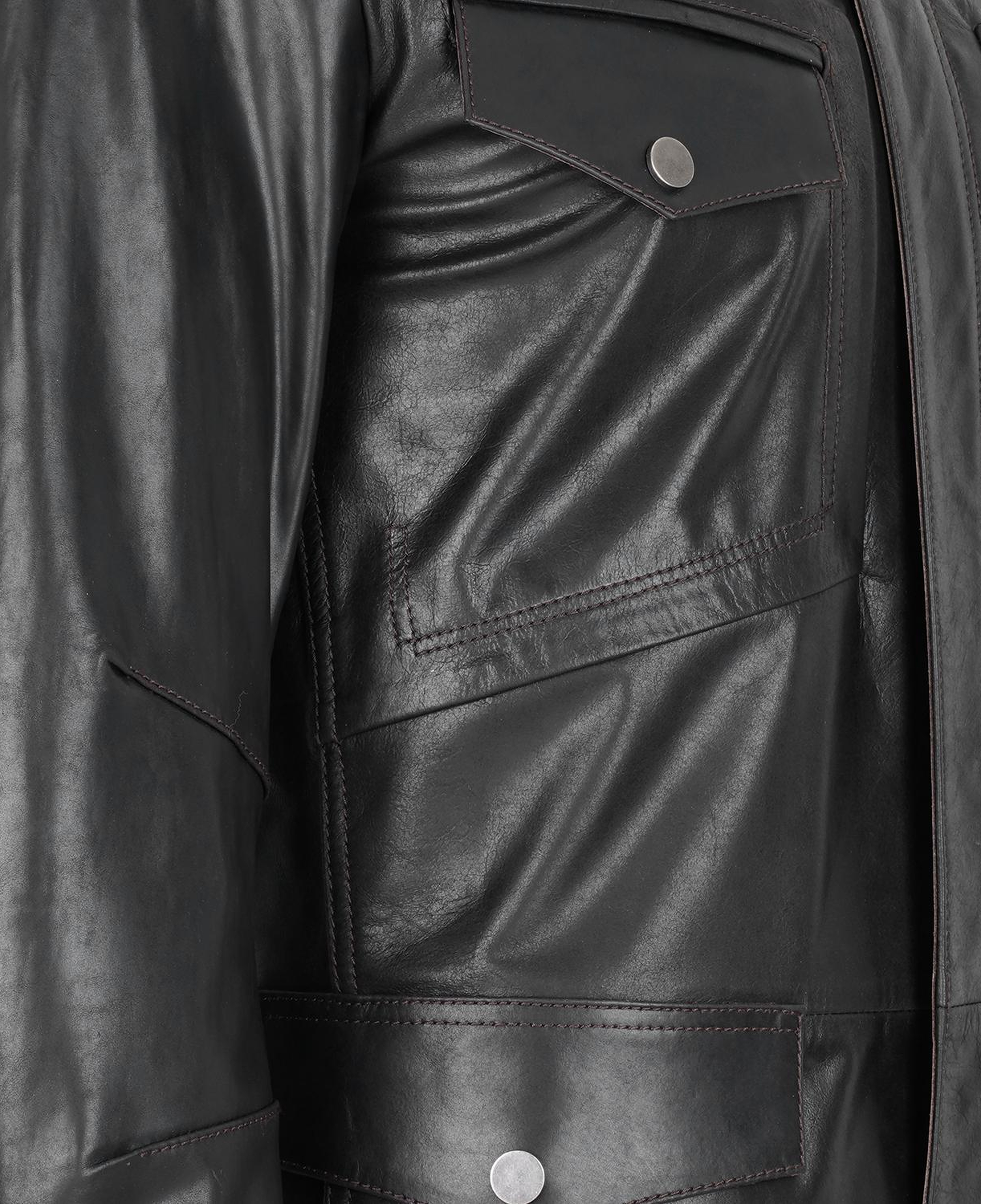 Briton Koyu Kahve Erkek Deri Mont