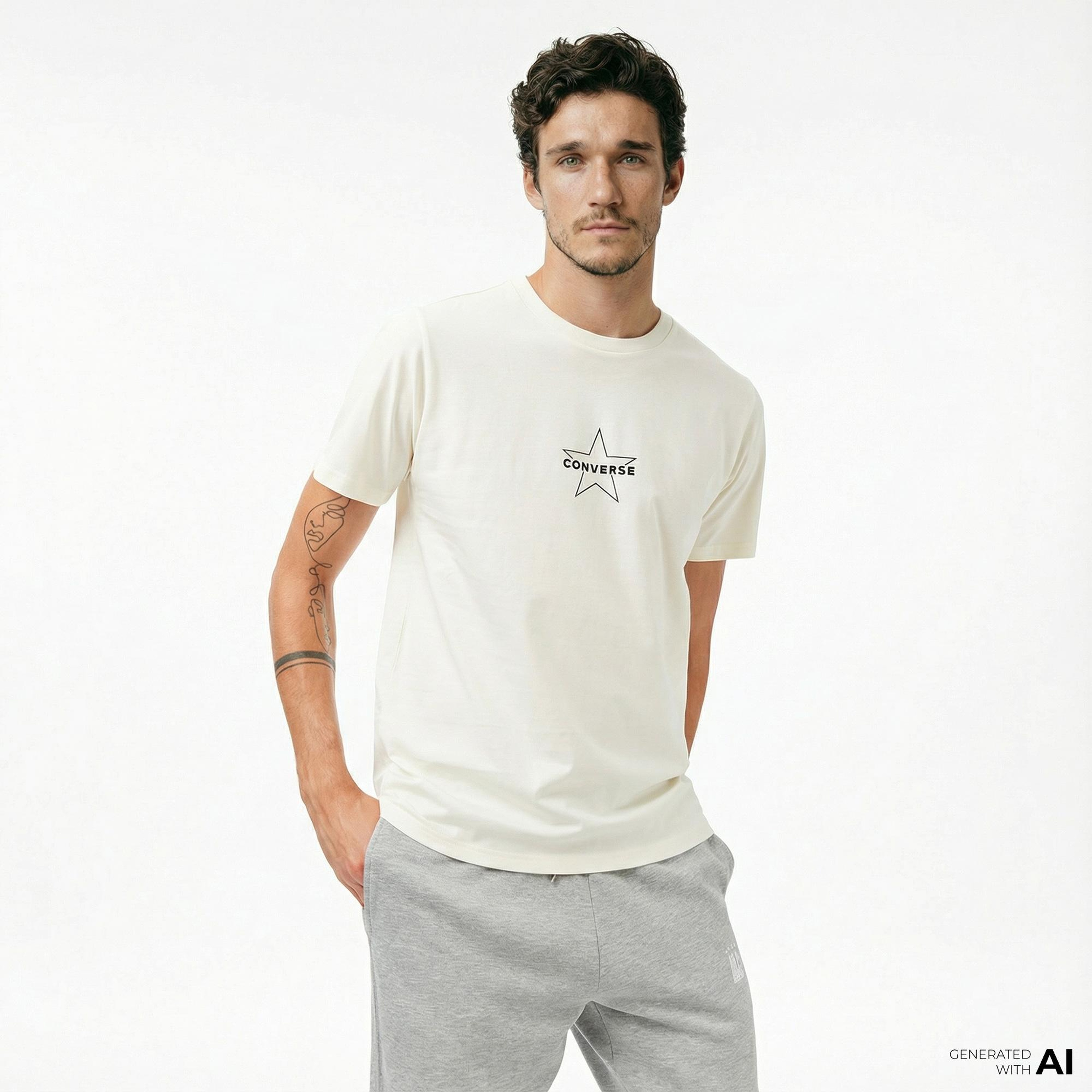 Converse Erkek Krem T-Shirt