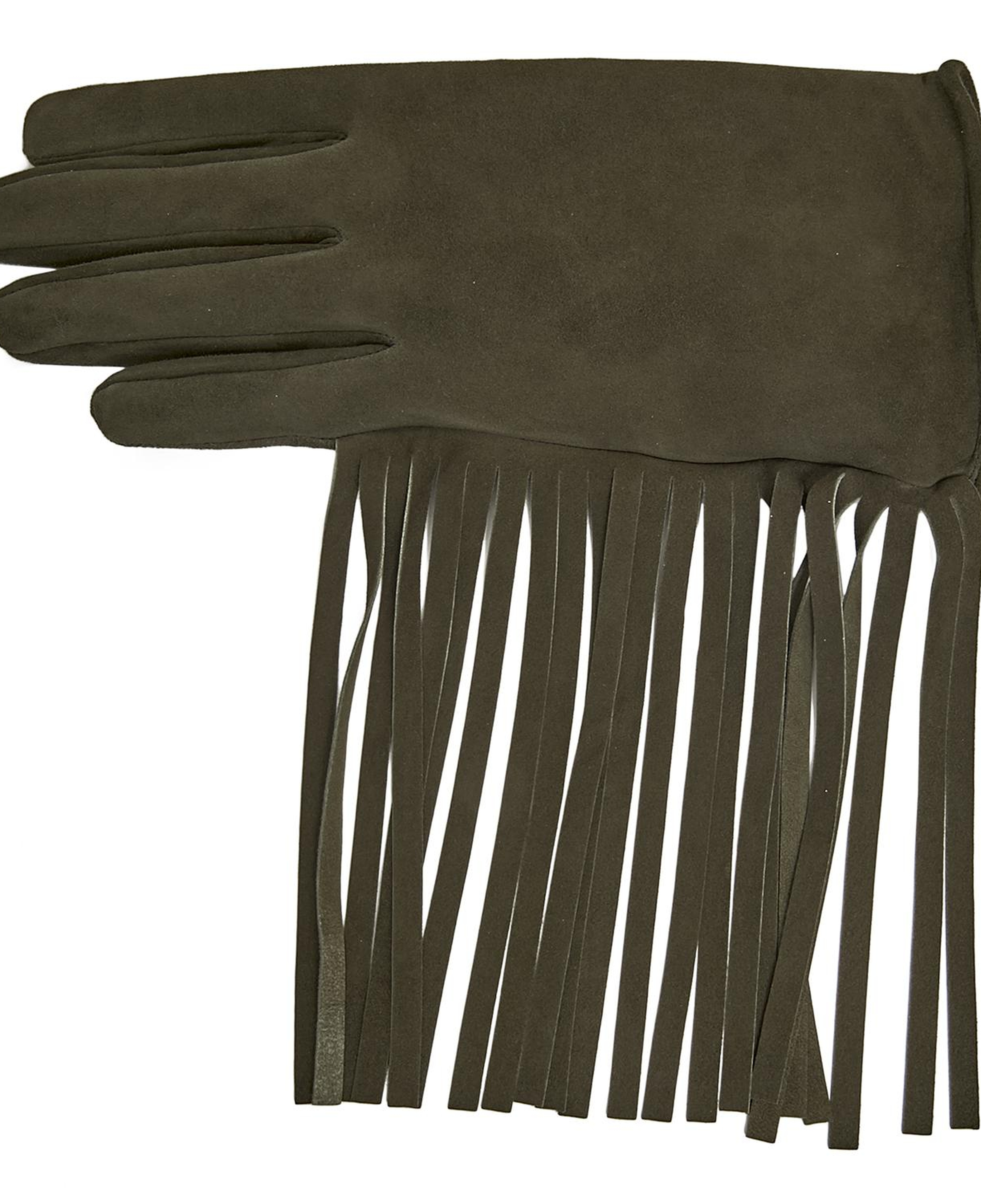 Haki Kadın Püsküllü Süet Eldiven