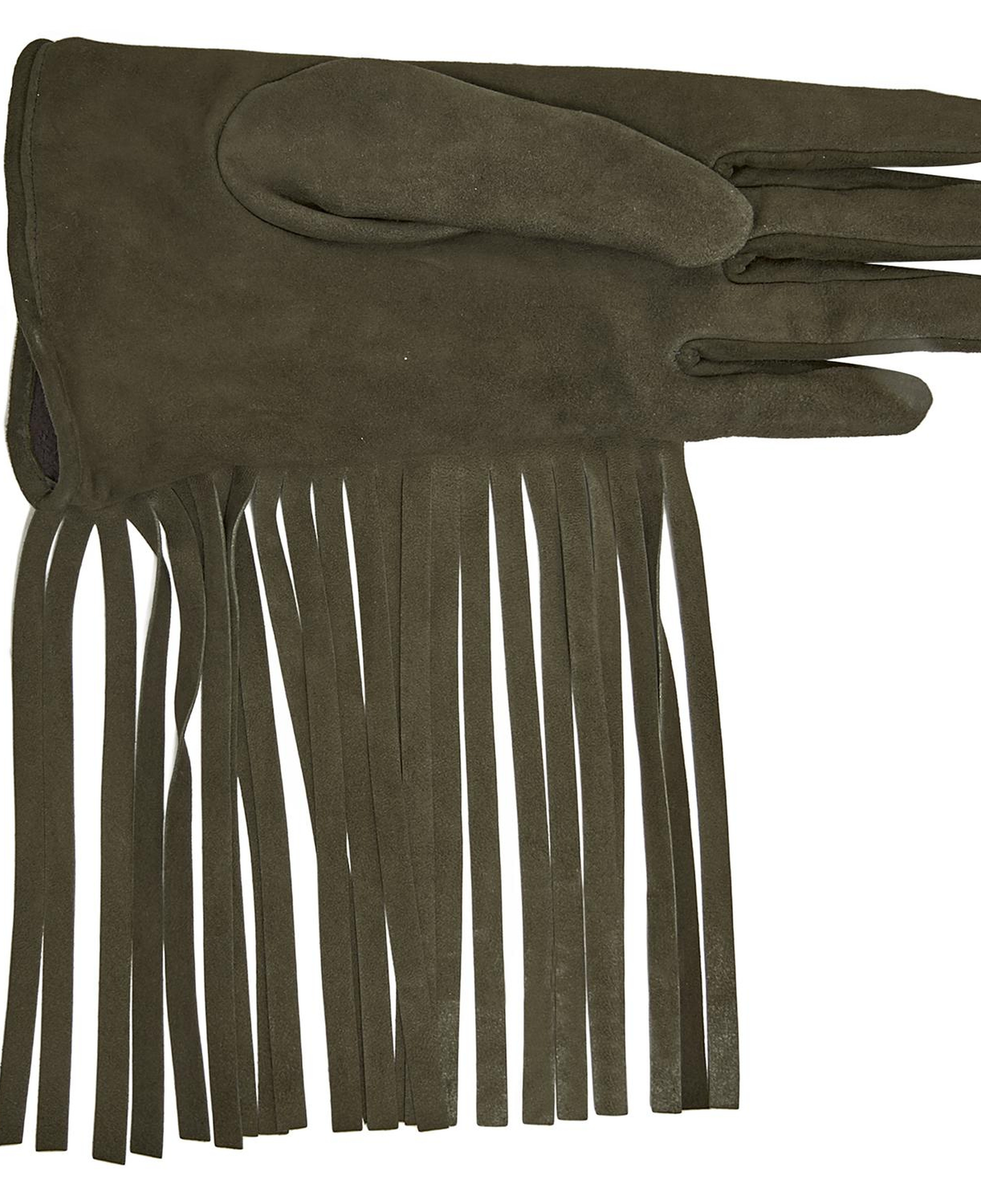 Haki Kadın Püsküllü Süet Eldiven