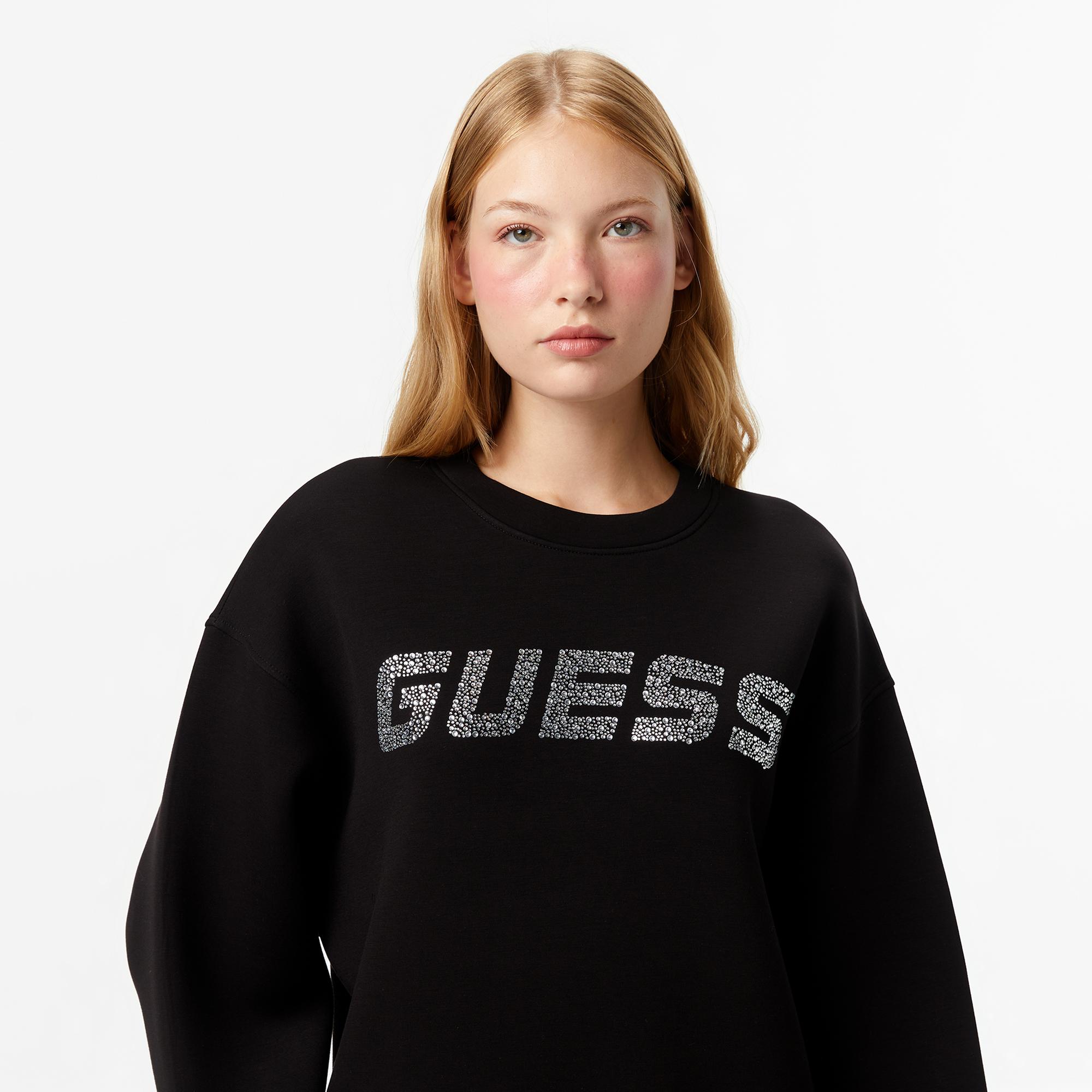 Guess Cecilia Scuba Kadın Siyah Sweatshirt