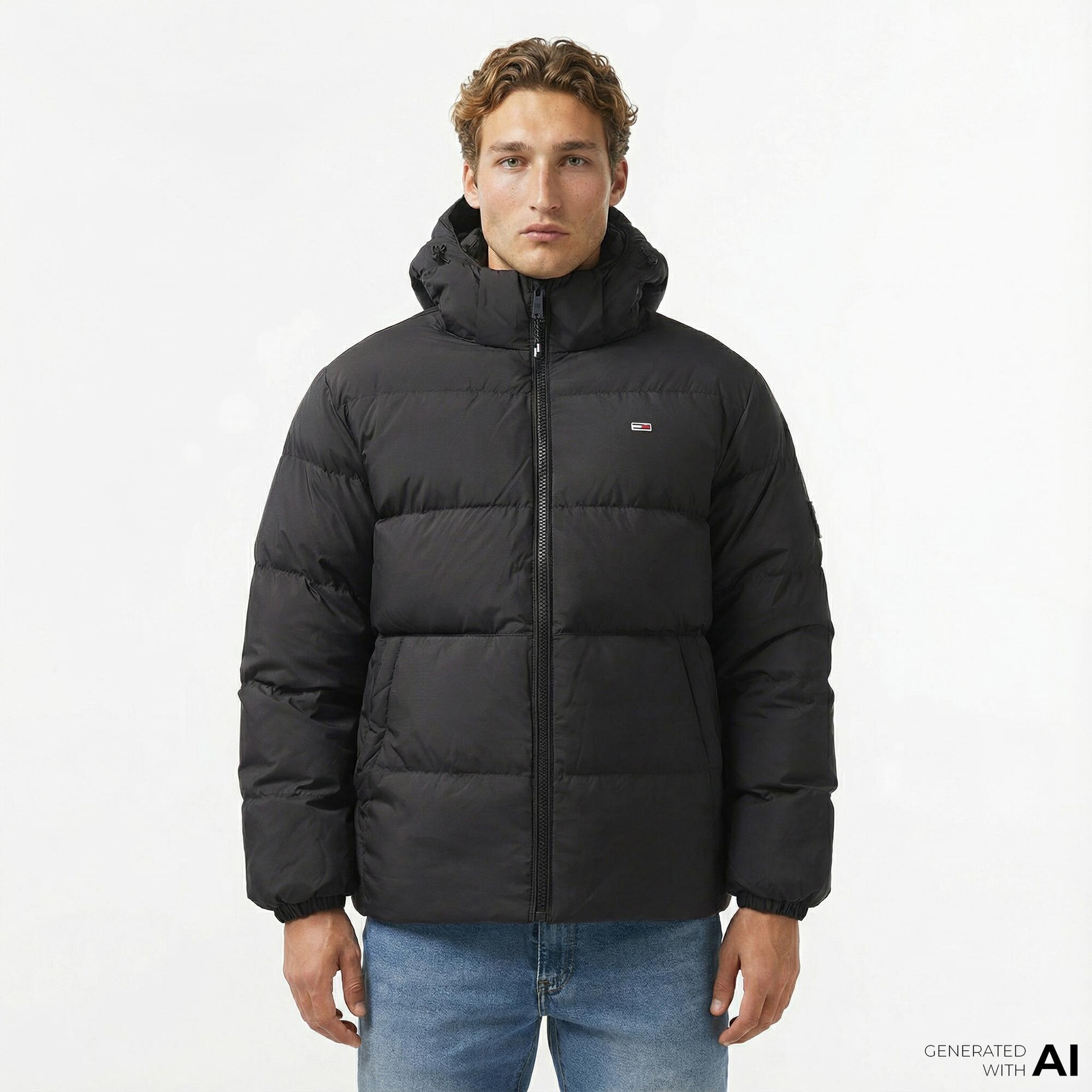 Tommy Hilfiger Essential Down Erkek Siyah Puffer Mont