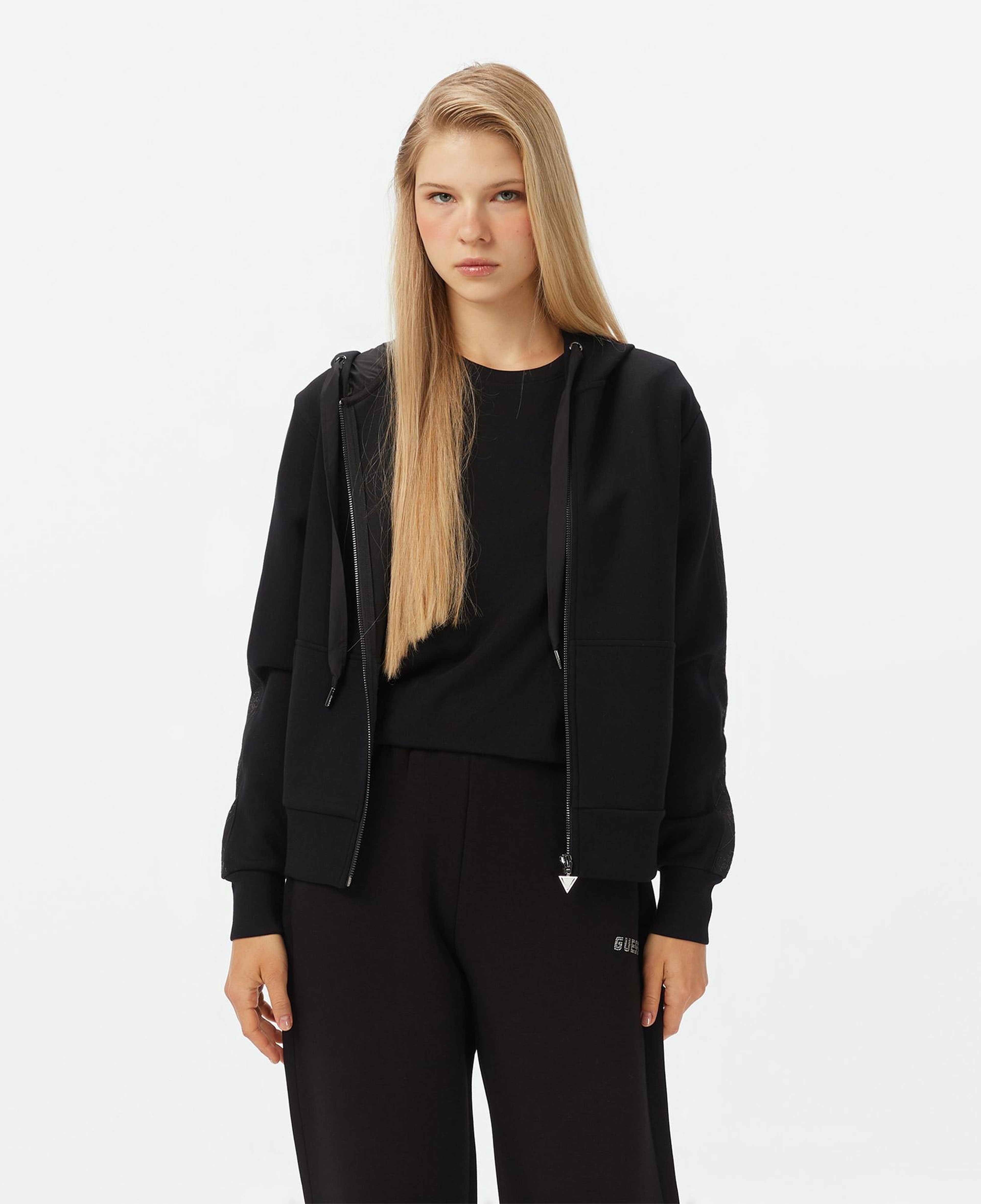 Guess New Hooded Scuba Kadın Siyah Hoodie