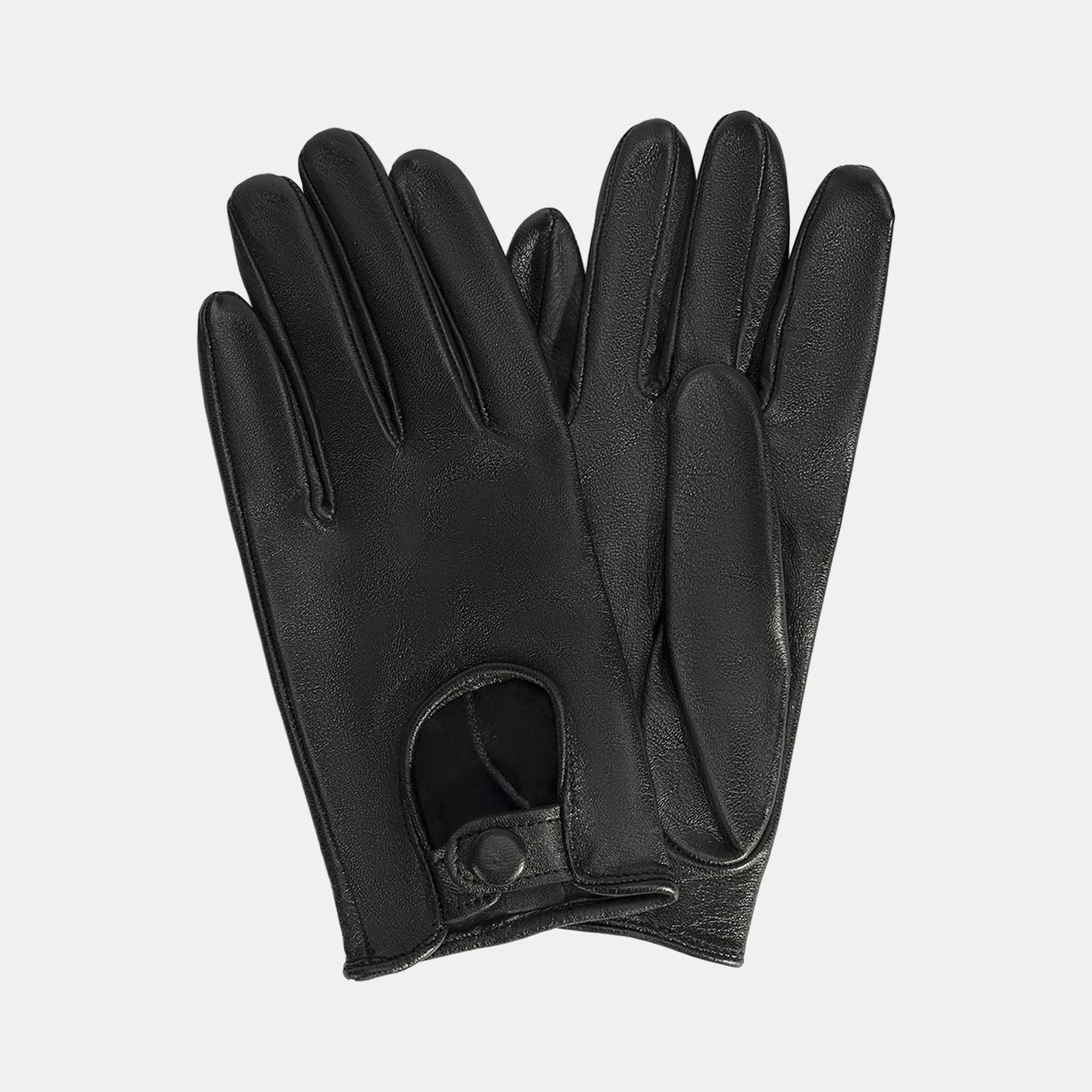 Kadın Siyah Tokalı Deri Eldiven