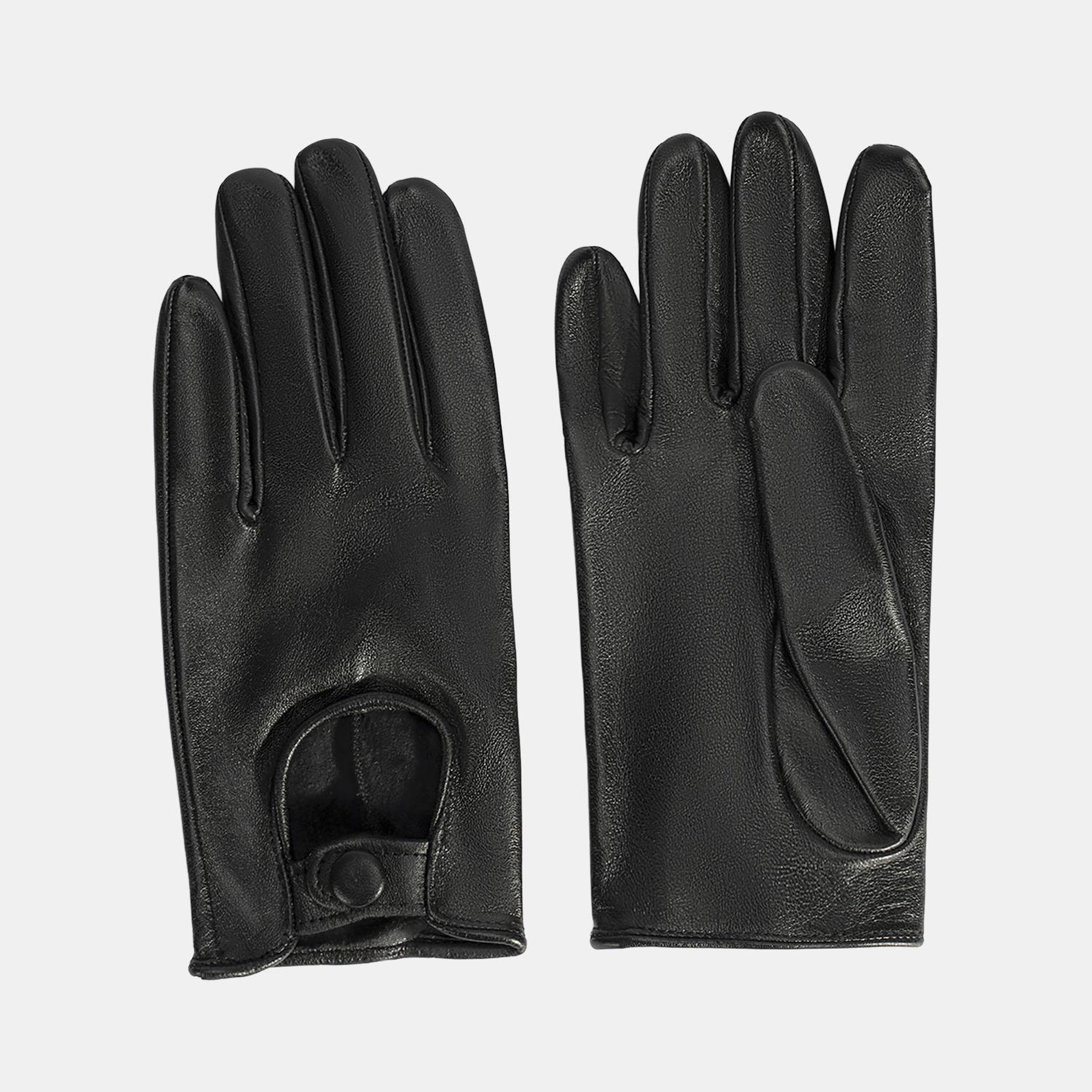 Kadın Siyah Tokalı Deri Eldiven