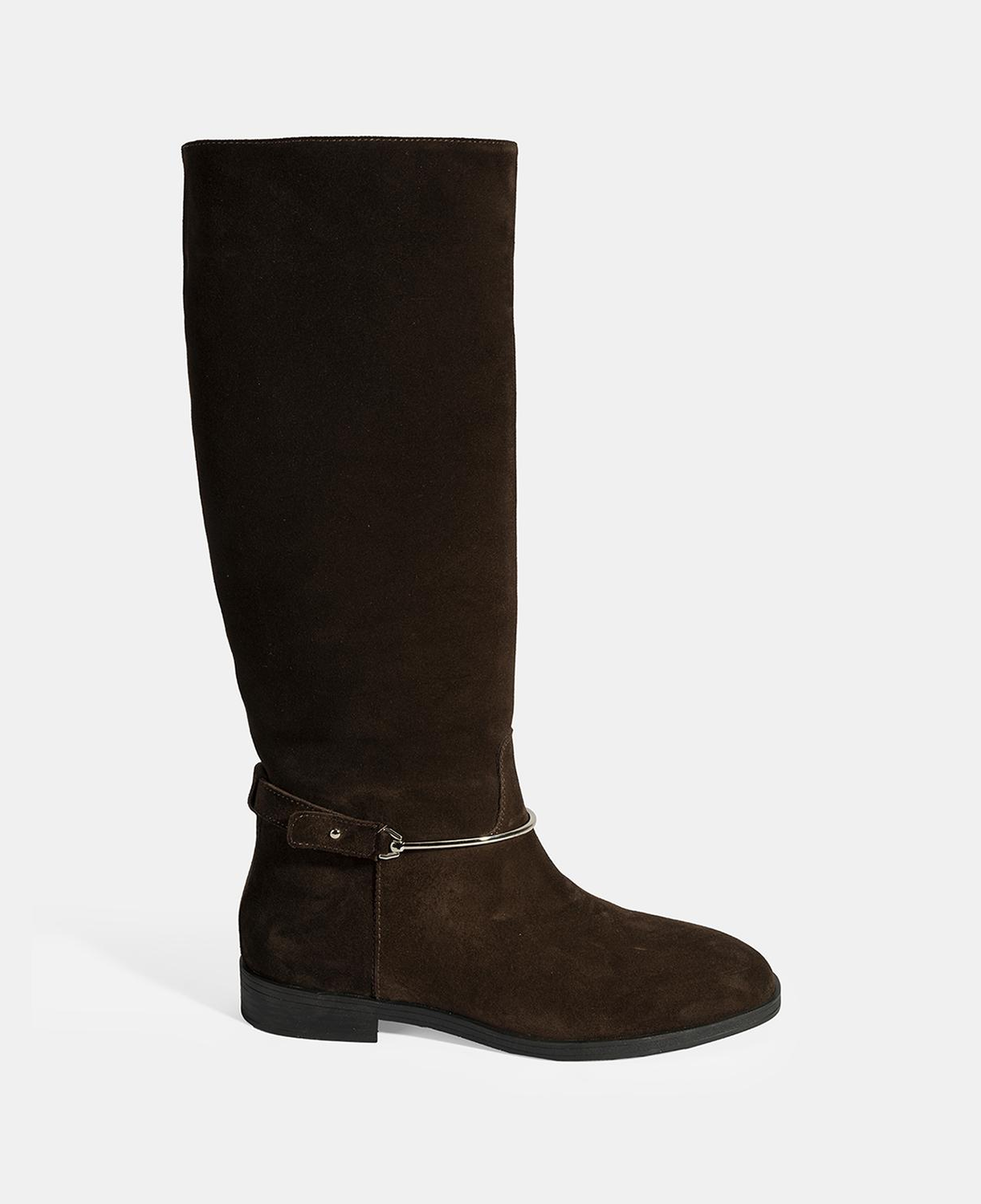 Kadın Kahve Metal Detaylı Deri Süet Çizme