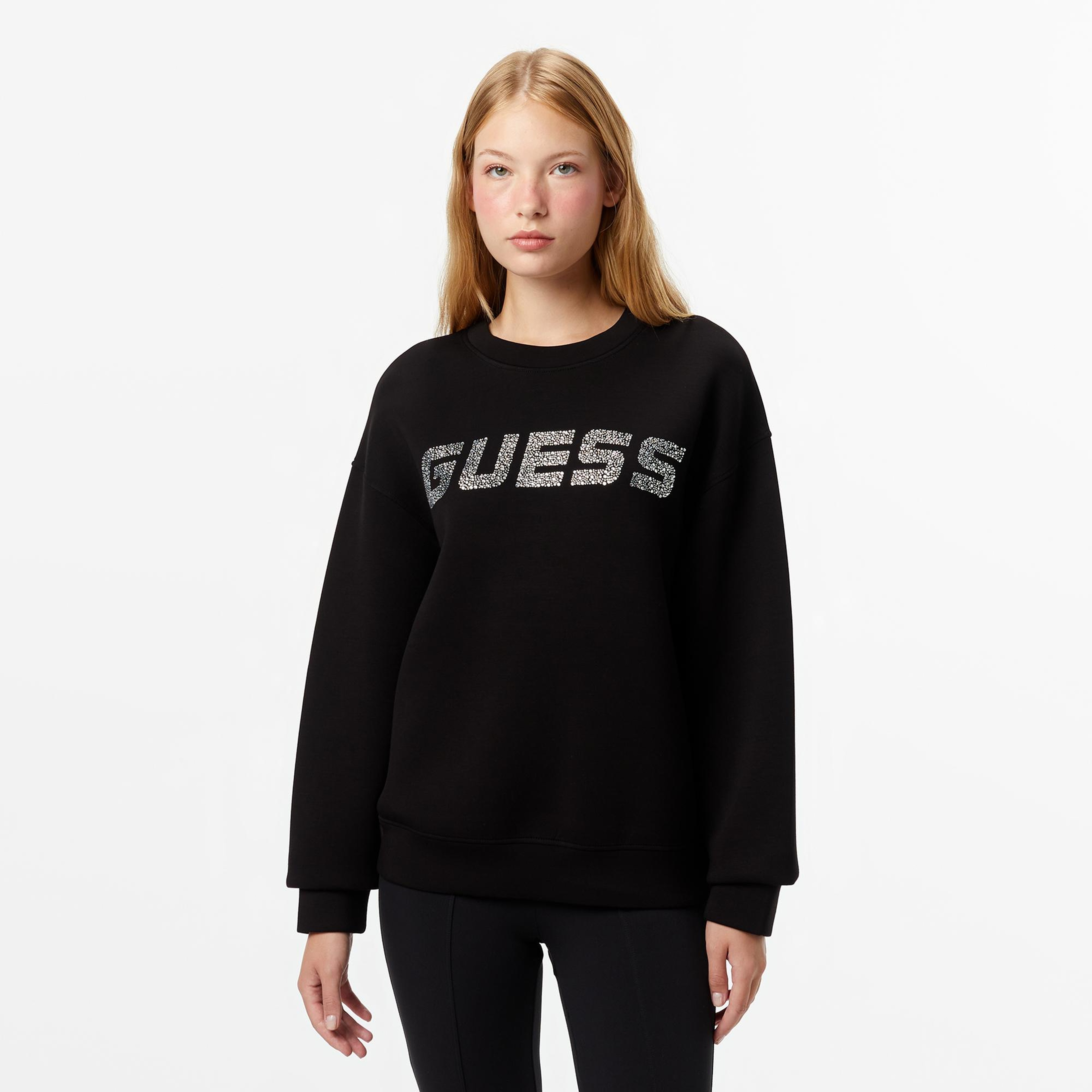 Guess Cecilia Scuba Kadın Siyah Sweatshirt