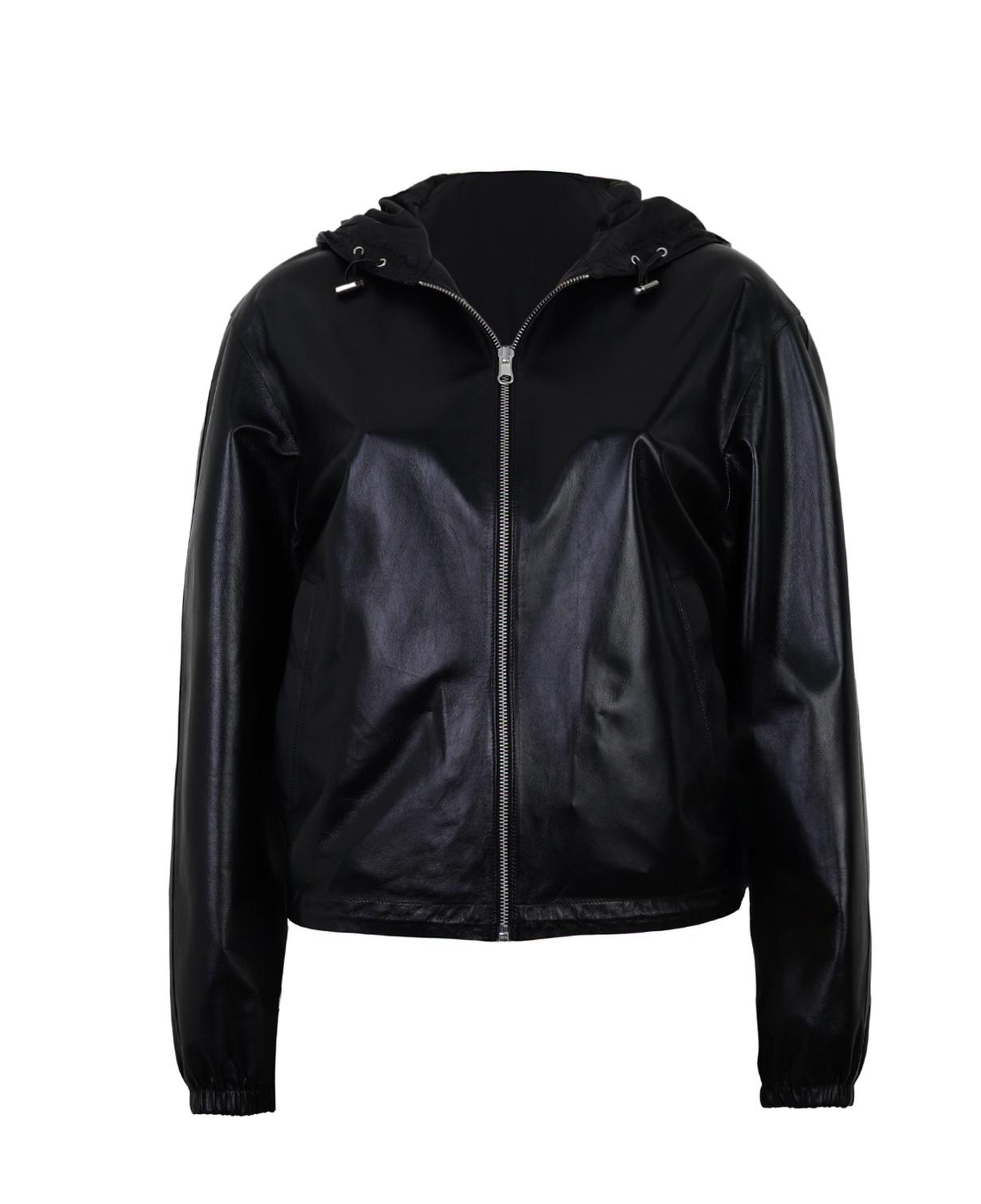 Alette Siyah Kadın Çift Taraflı Bomber Deri Ceket