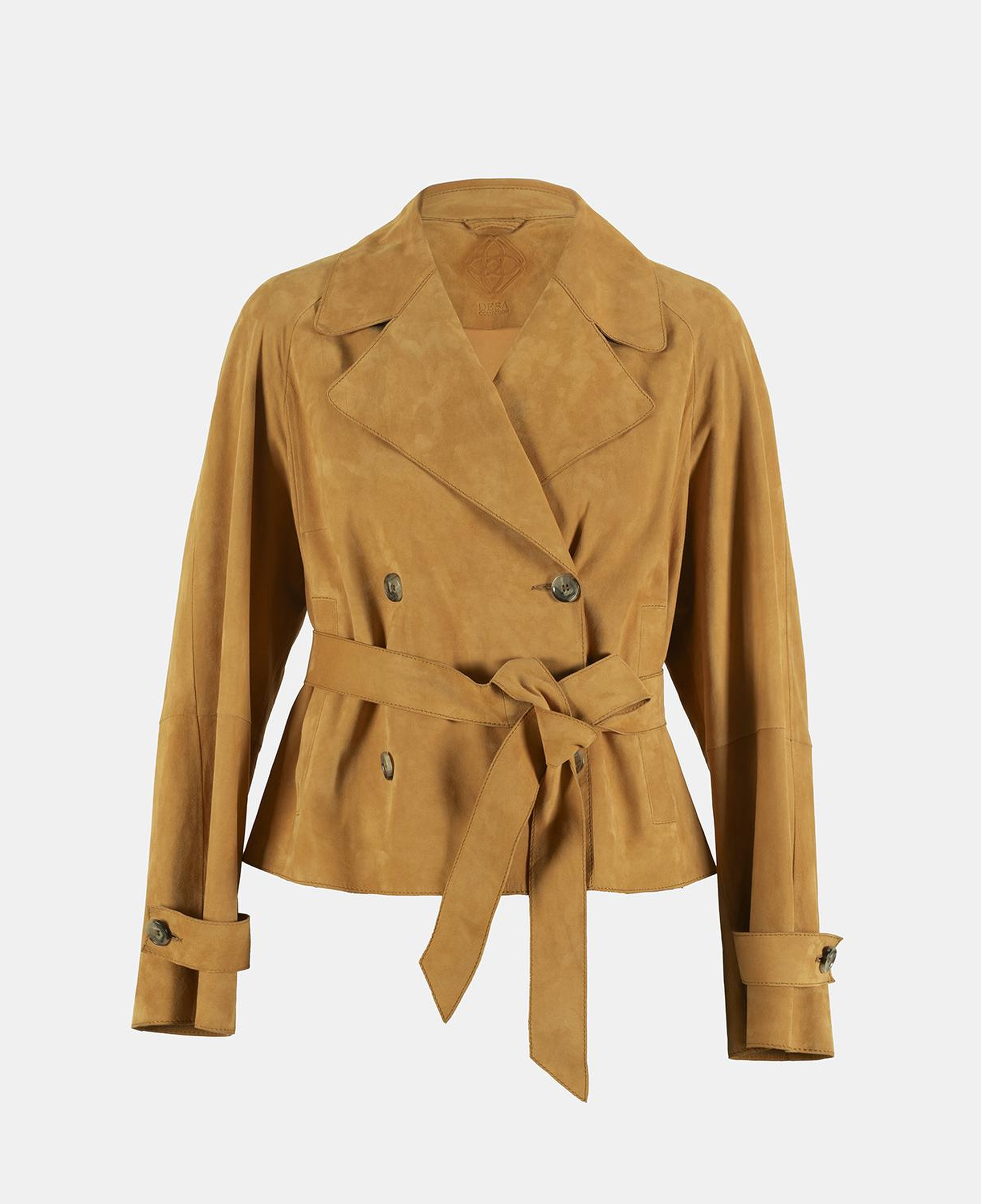 Limited Edition Kadın Turuncu Belden Bağlamalı Süet  Kısa Trençkot