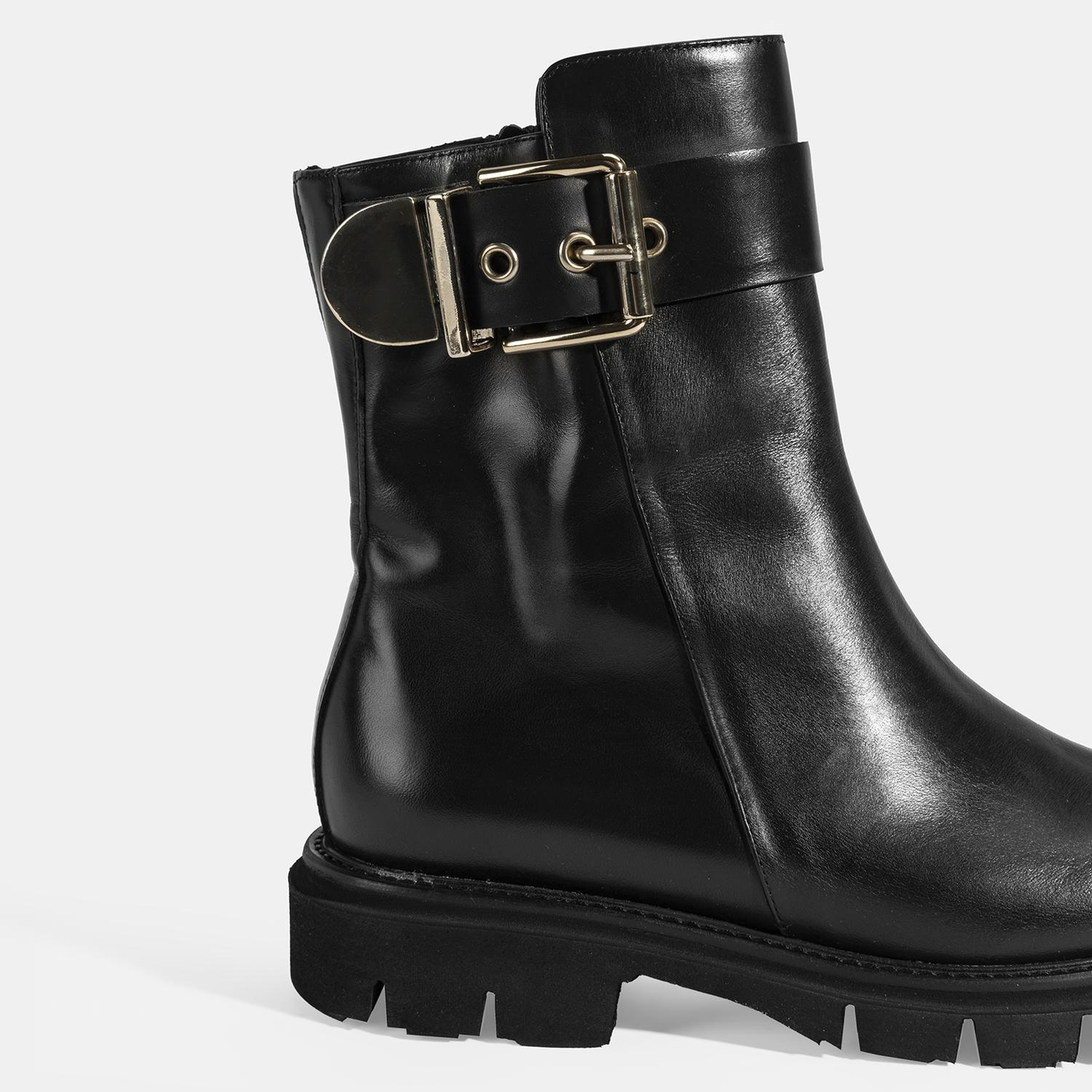 Luca Grossi Kadın Siyah Metal Tokalı Deri Bot