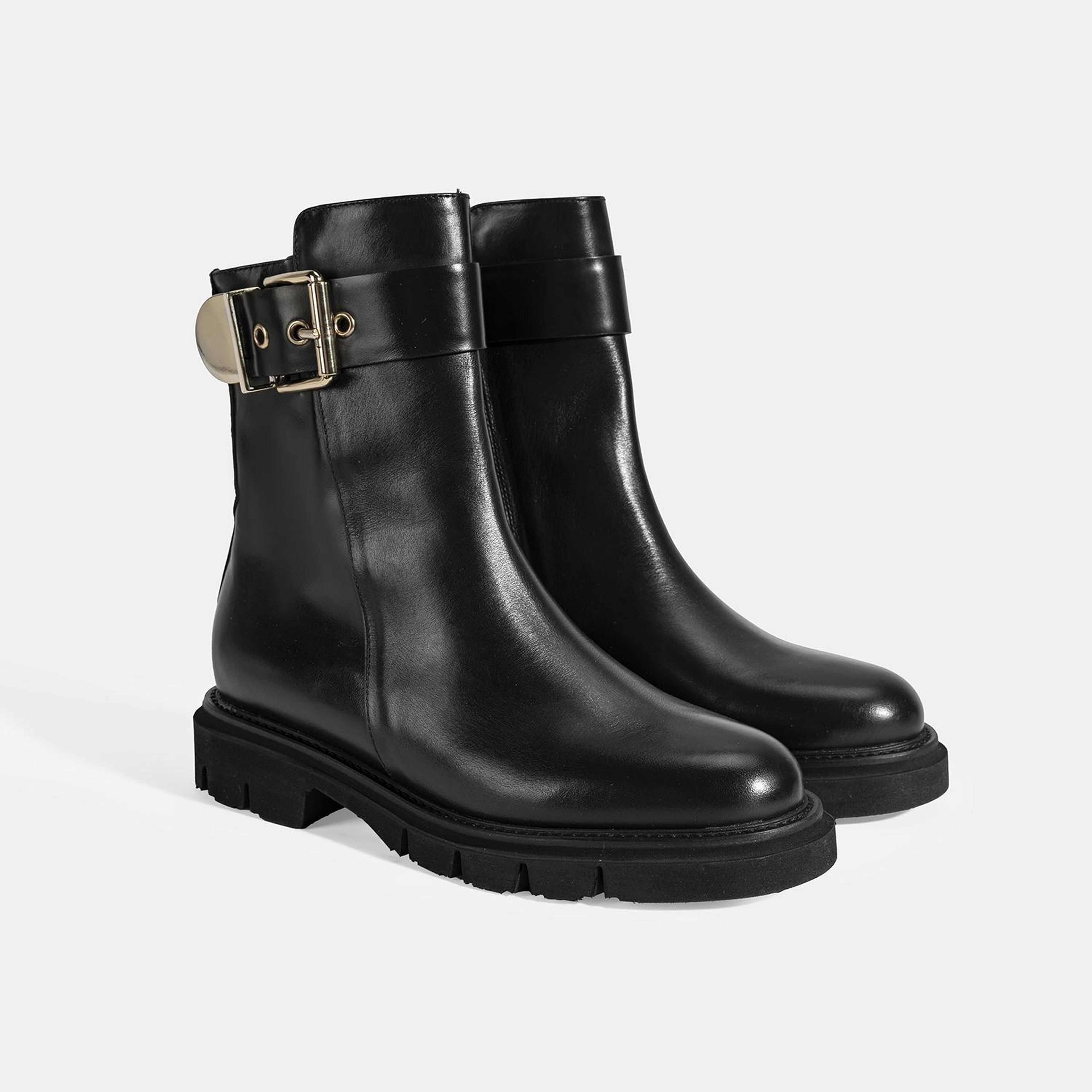 Luca Grossi Kadın Siyah Metal Tokalı Deri Bot