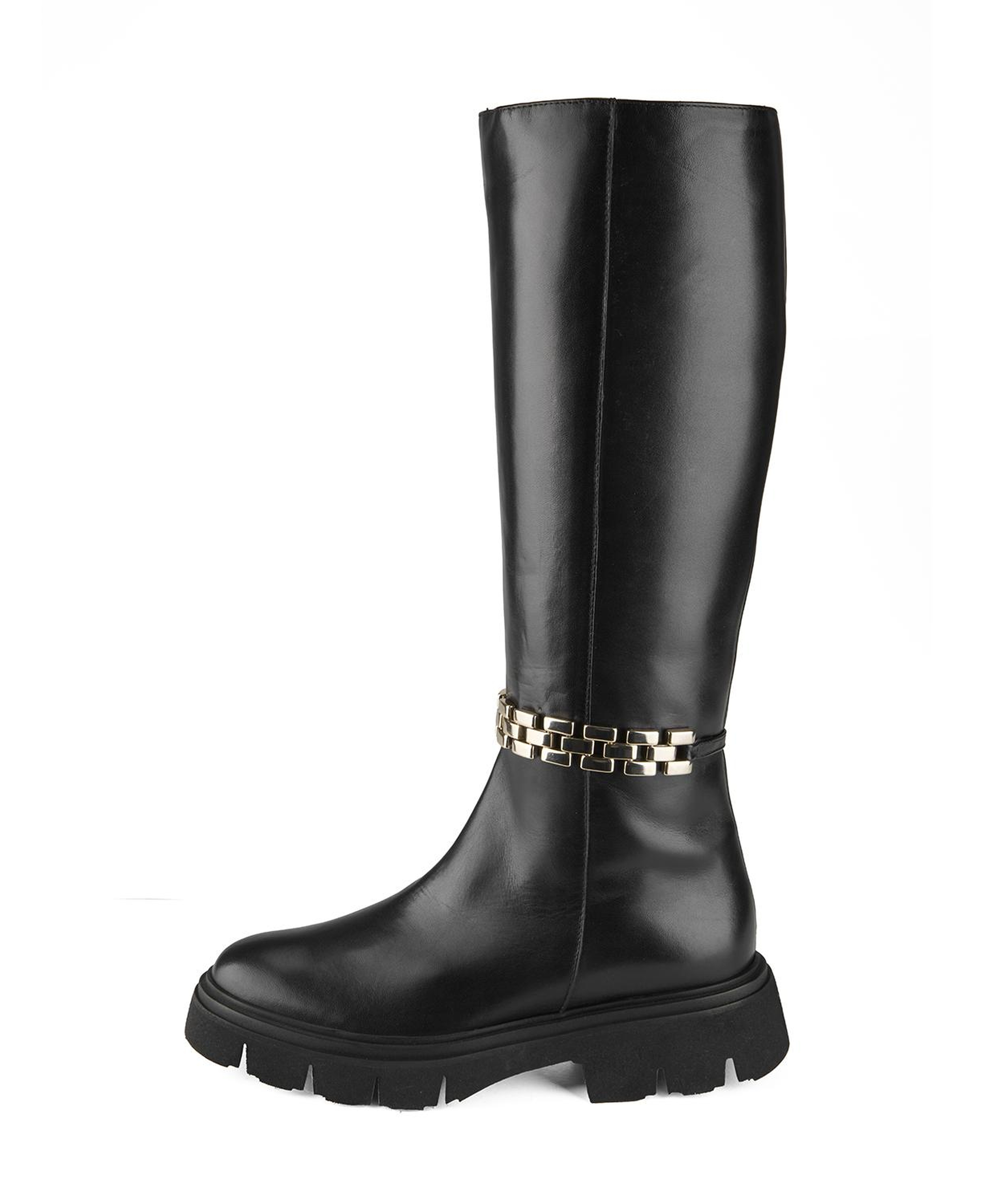 Luca Grossi Kadın Siyah Deri Zincir Detaylı Çizme