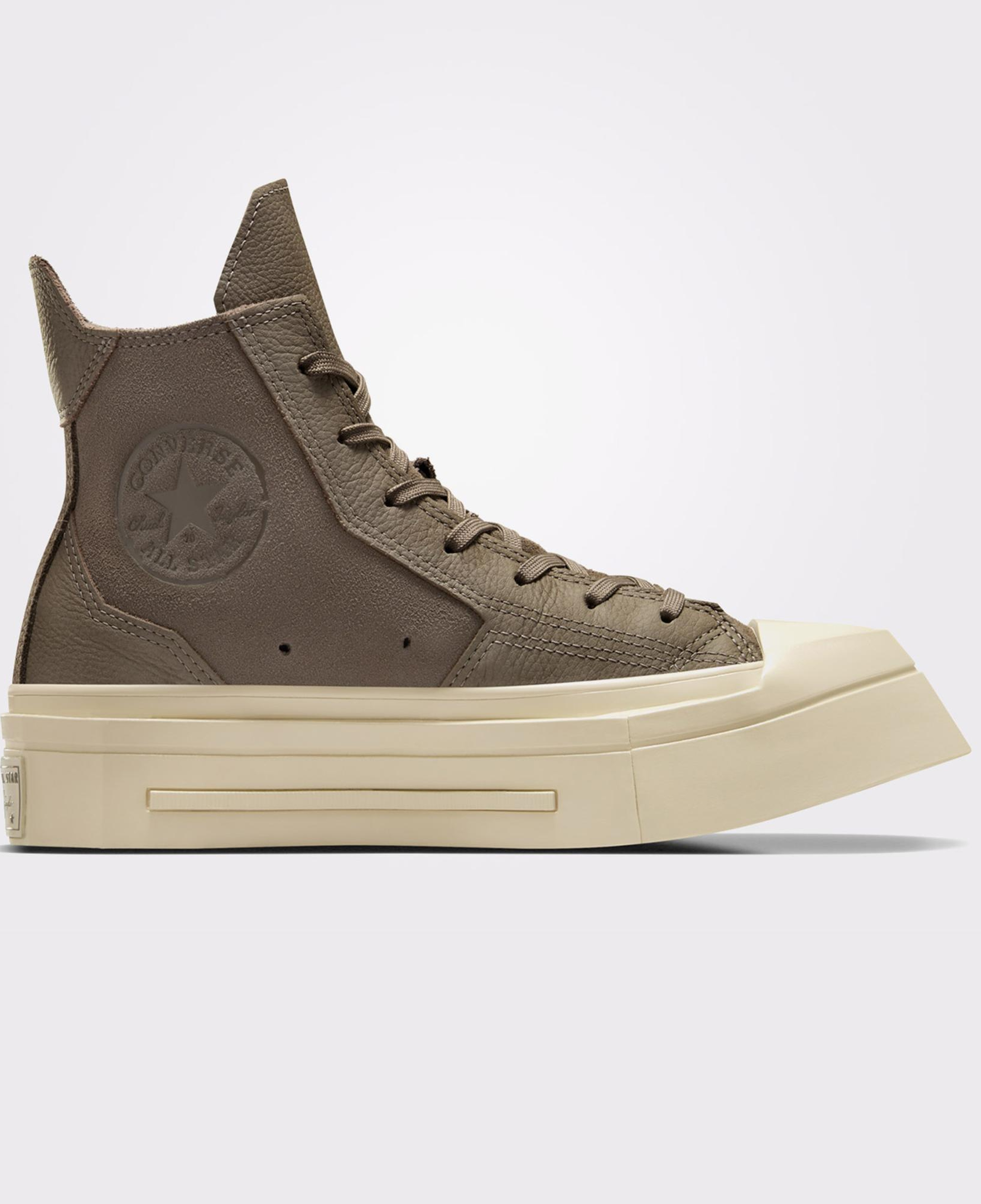 Converse Chuck 70 De Luxe Squared Unisex Haki Deri Platform Sneaker