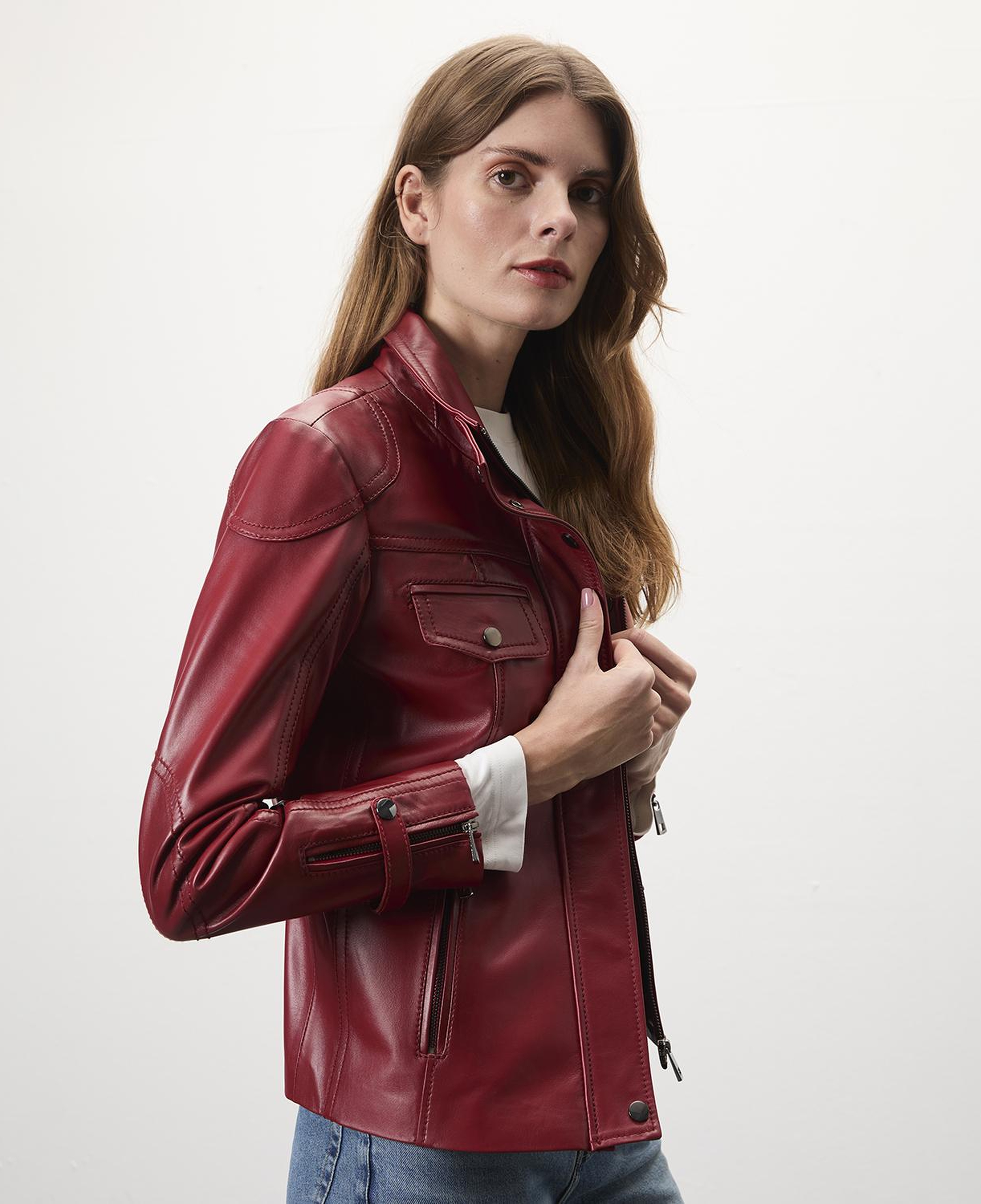 Briellen Kırmızı Kadın Deri Mont