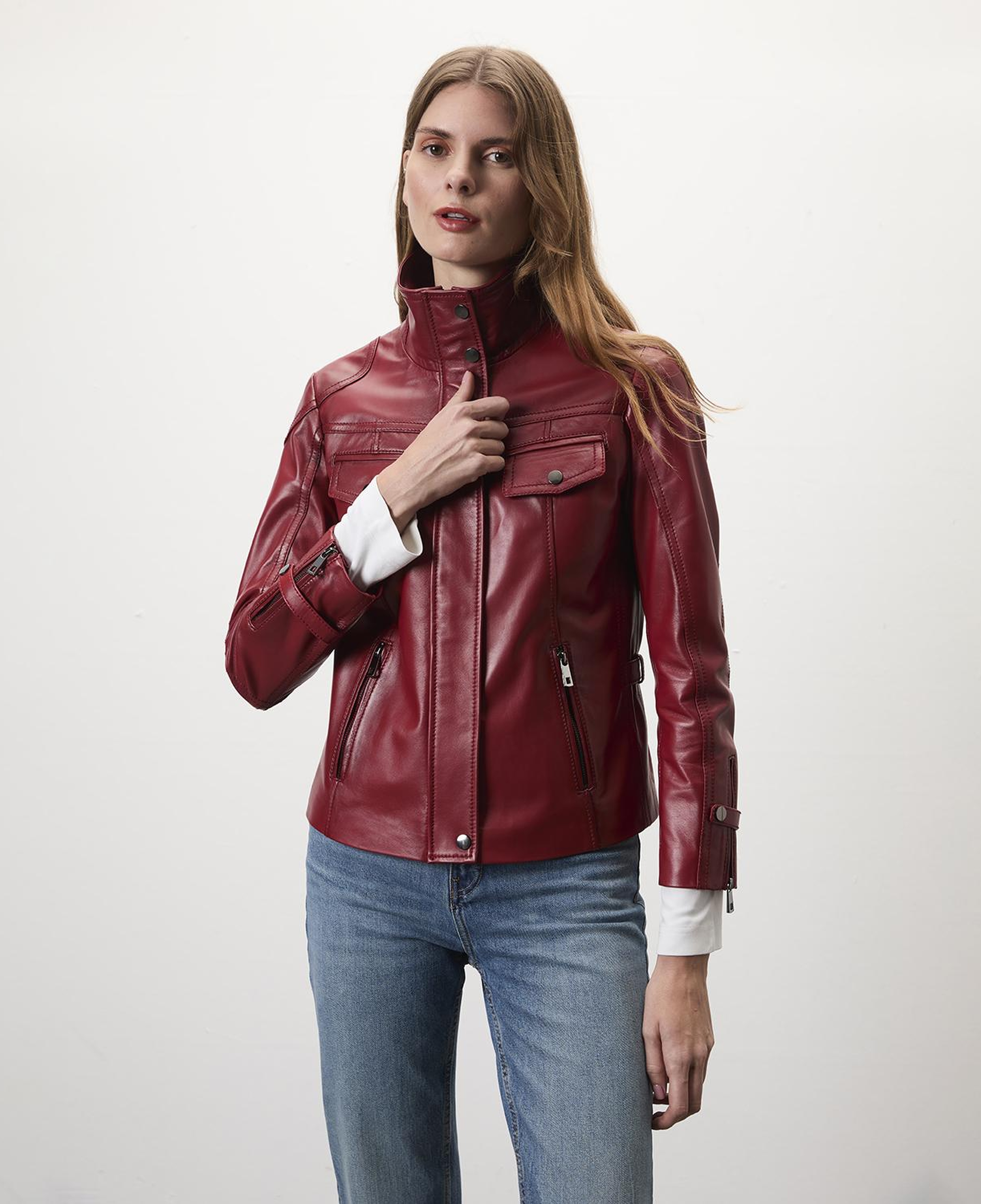 Briellen Kırmızı Kadın Deri Mont