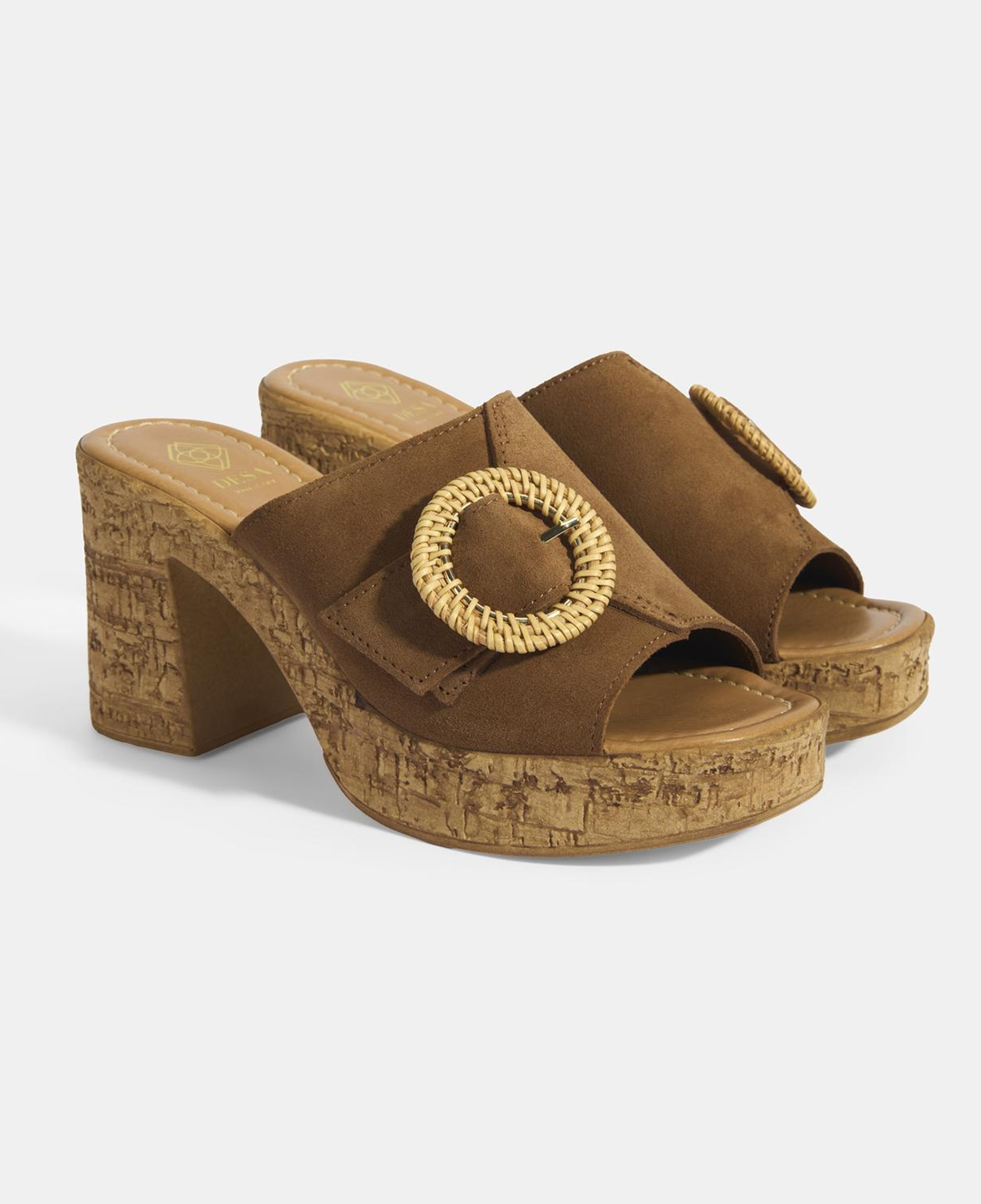 Kadın Taba Ayarlanabilir Toka Detaylı Süet Topuklu Terlik