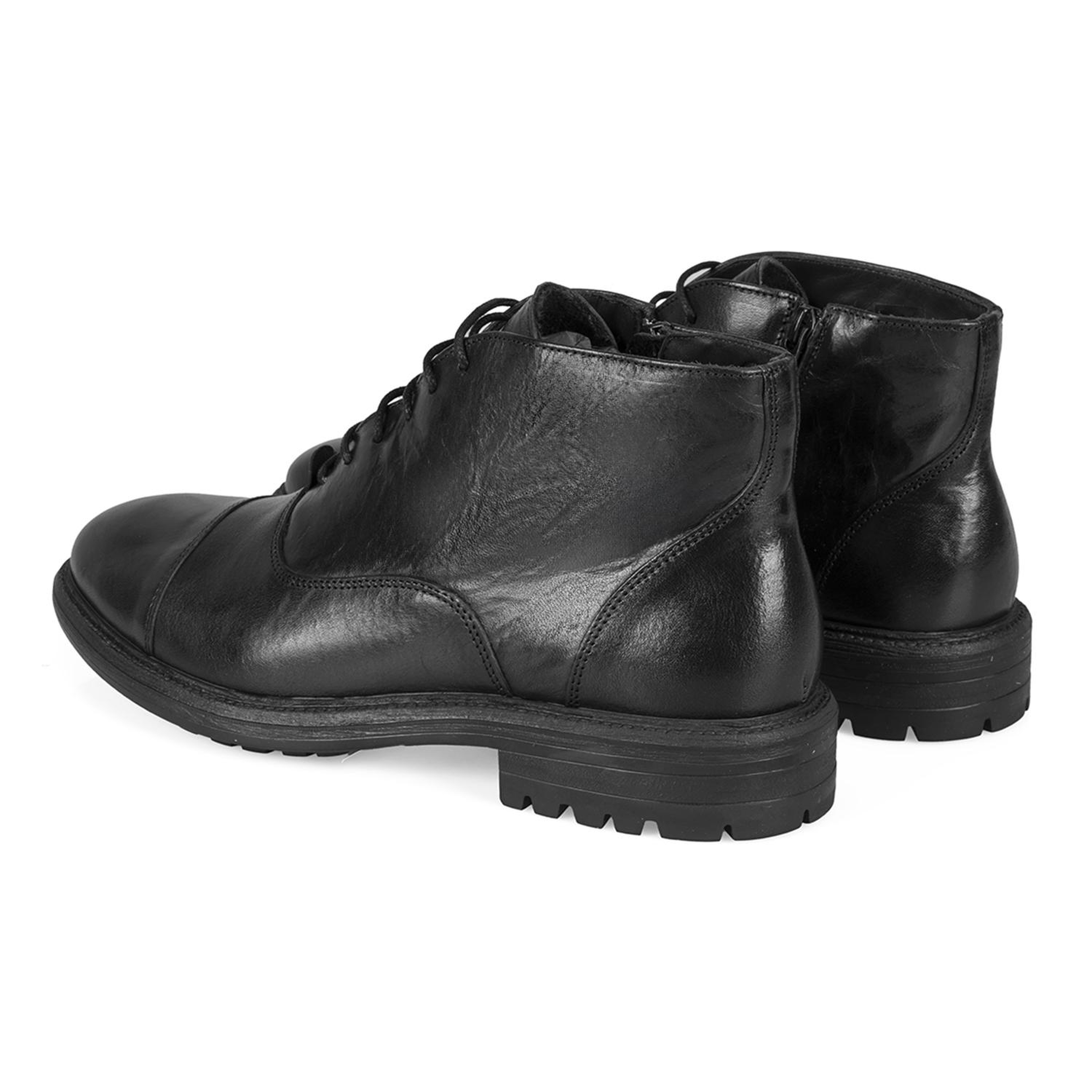 Corey Siyah Erkek Fermuarlı Deri Bot