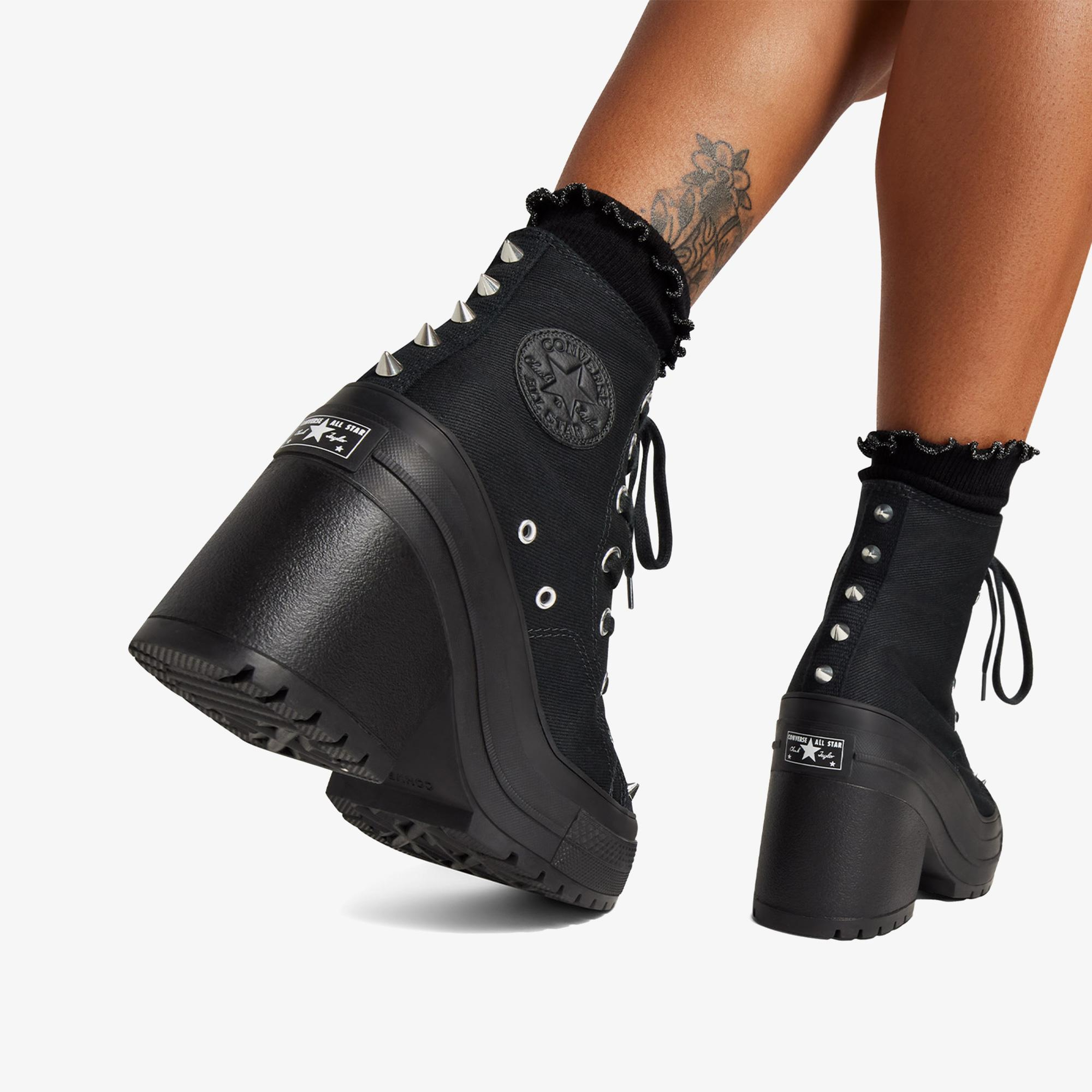 Converse Chuck 70 De Luxe Heel Studded Kadın Siyah Platform Sneaker