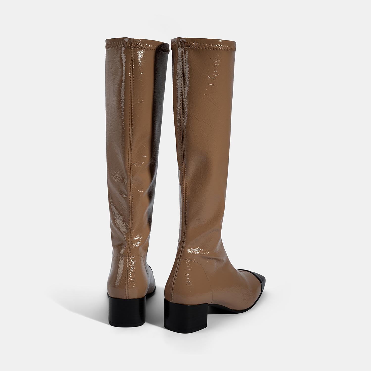 Kadın Taba Kalın Topuklu Stretch Çizme