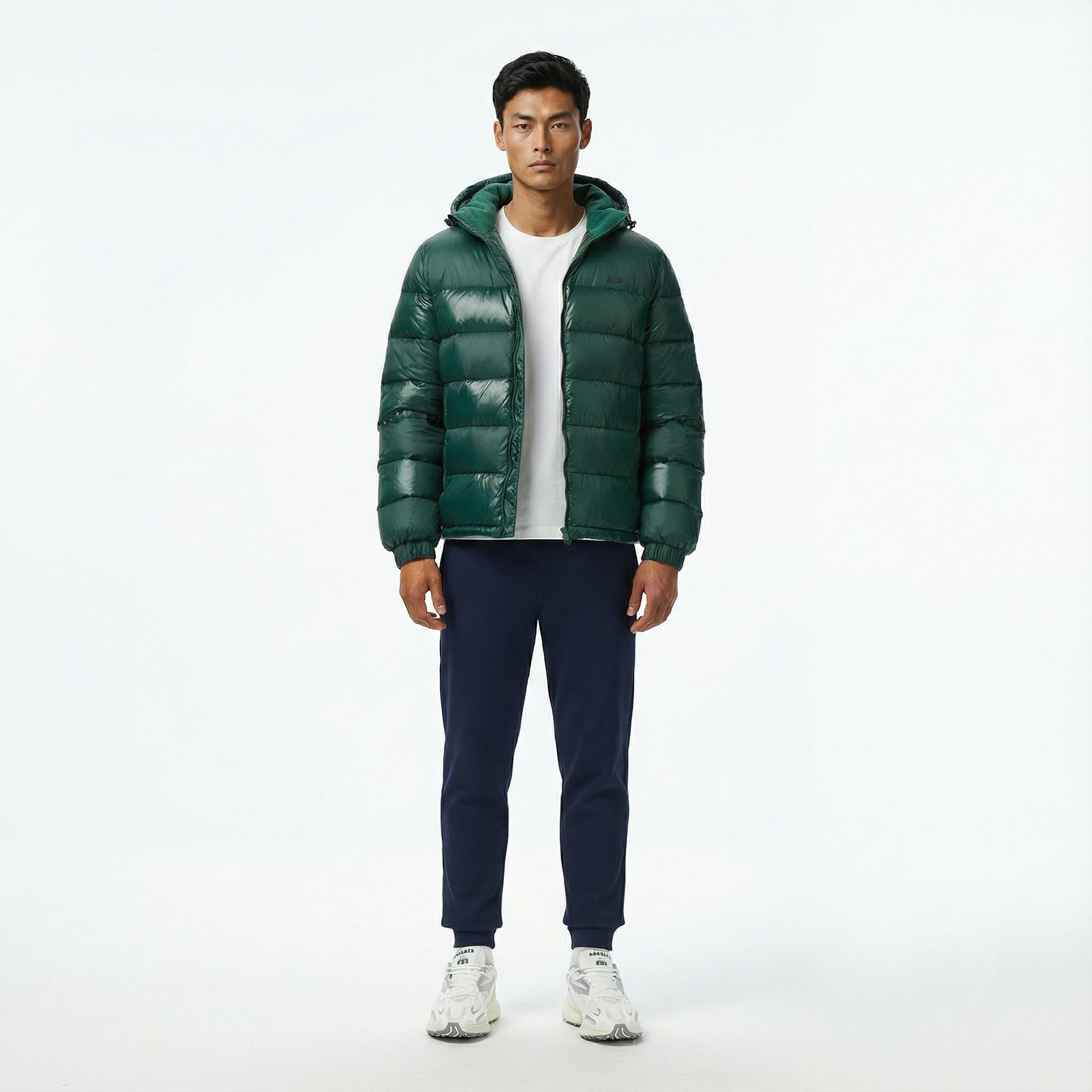 Lacoste Erkek Kapüşonlu Koyu Yeşil Mont