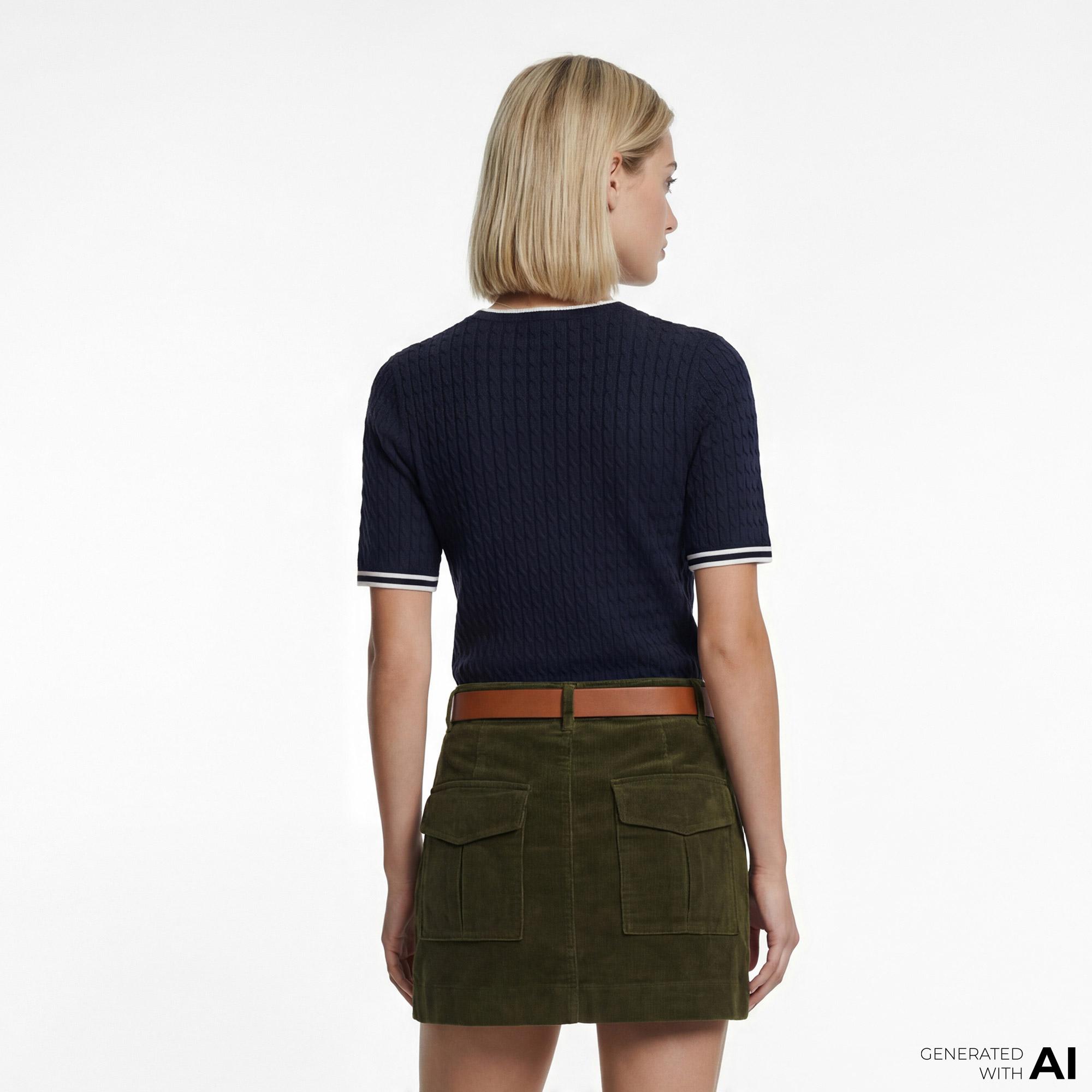 Tommy Hilfiger Cable Fine Kadın Lacivert Triko