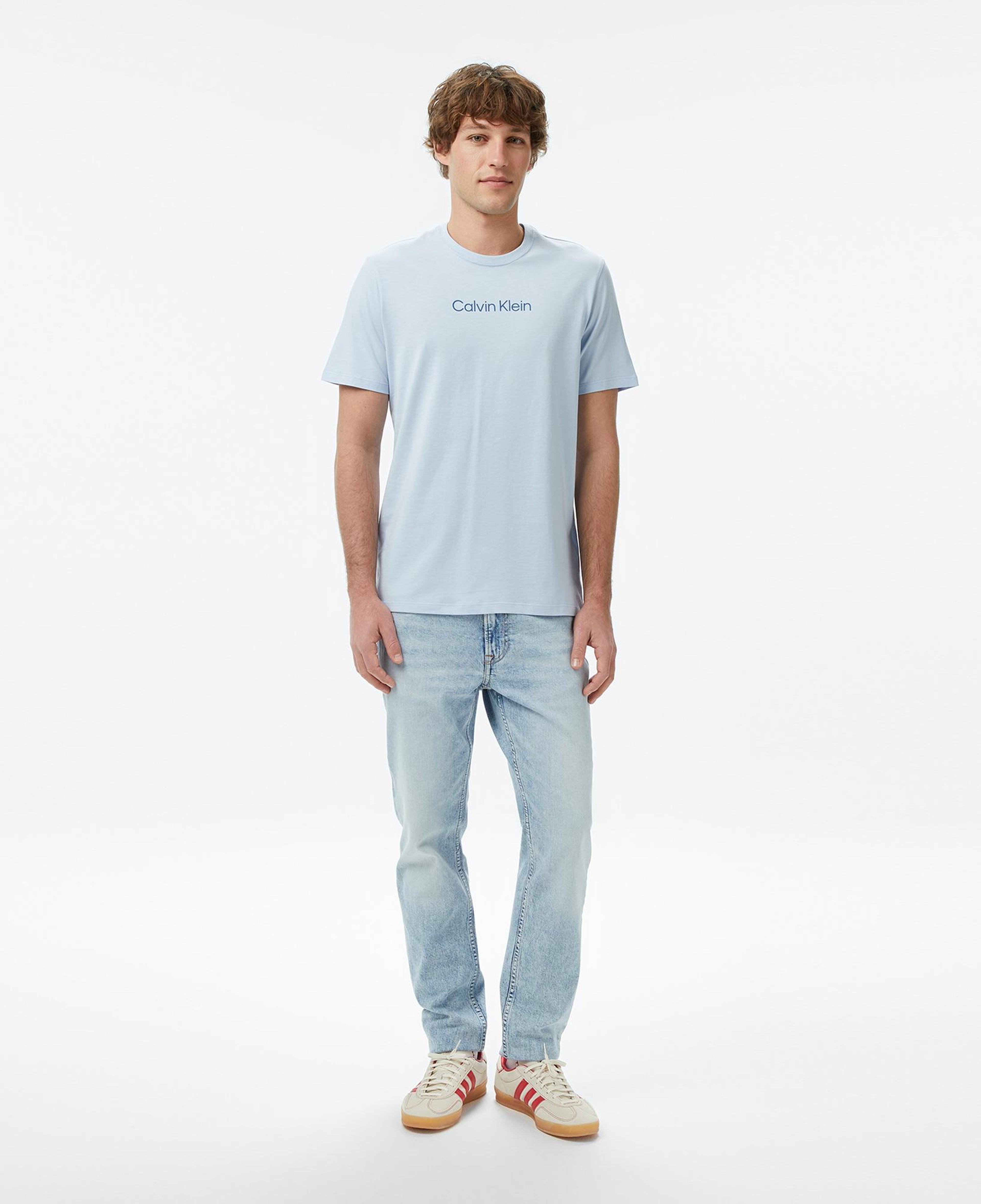 Calvin Klein Standard Logo 30S Crewnk Erkek Mavi T-Shirt