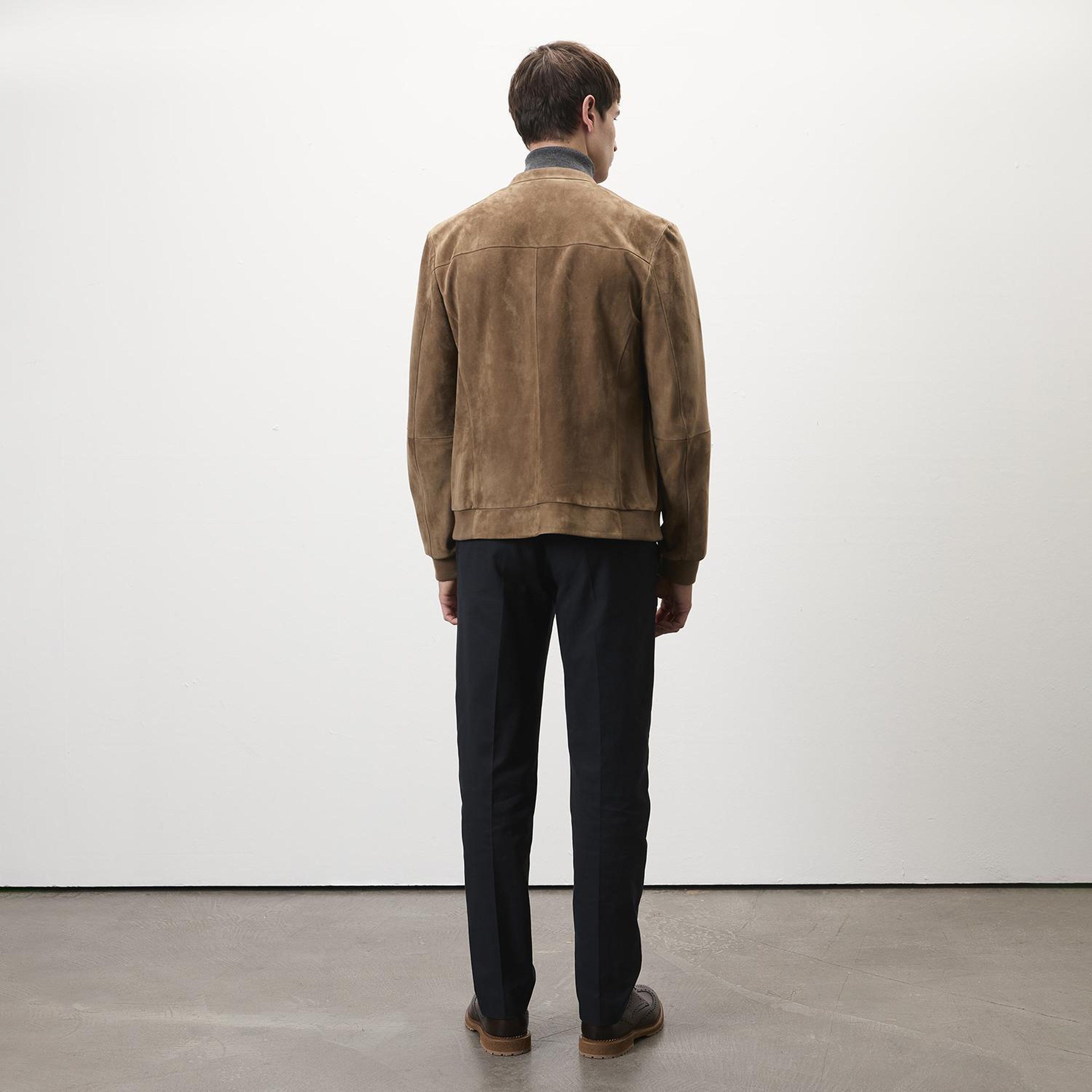 Ambrosi Kahve Erkek Bomber Süet Deri Ceket