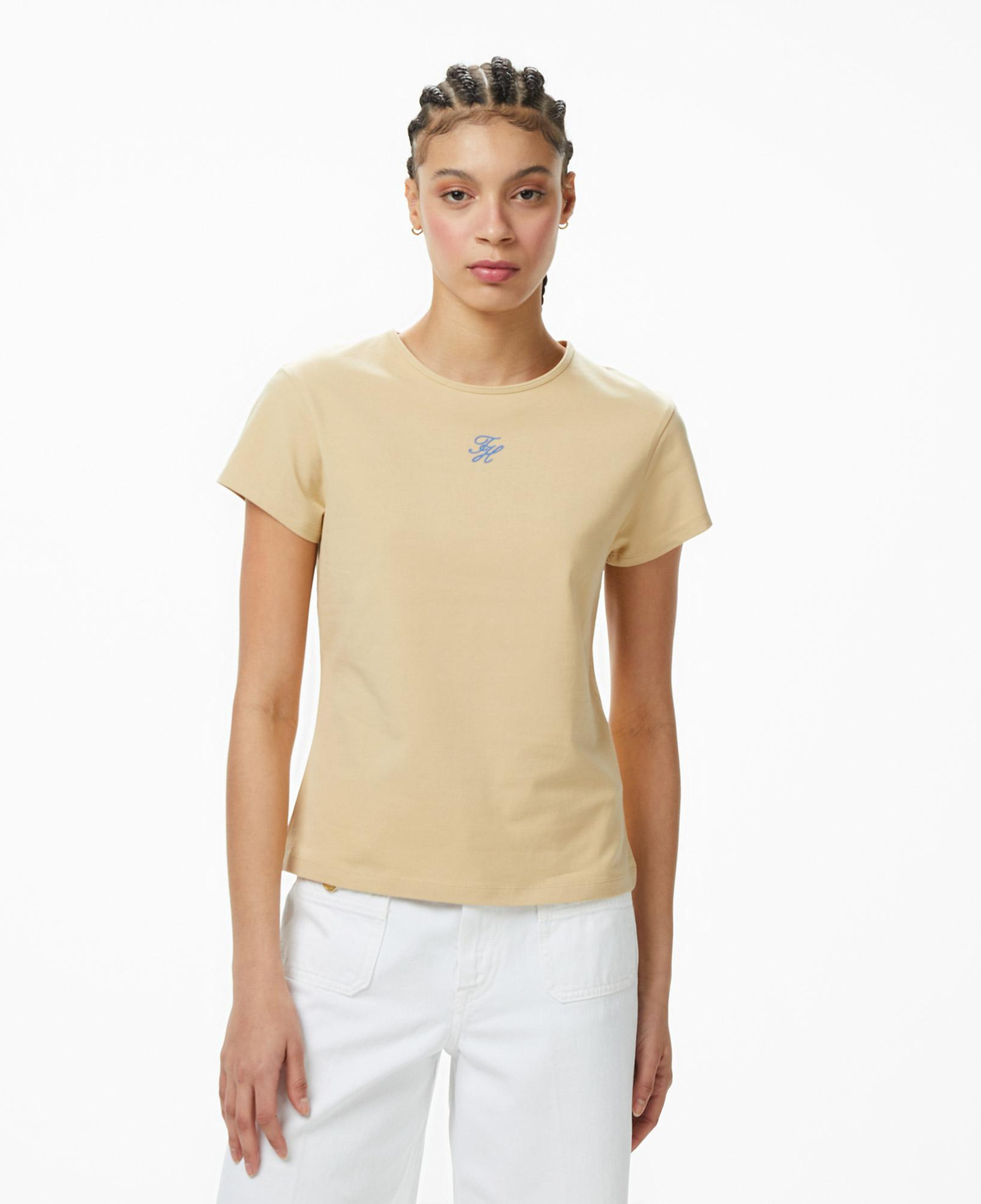 Tommy Hilfiger Emboss Kadın Bej T-Shirt